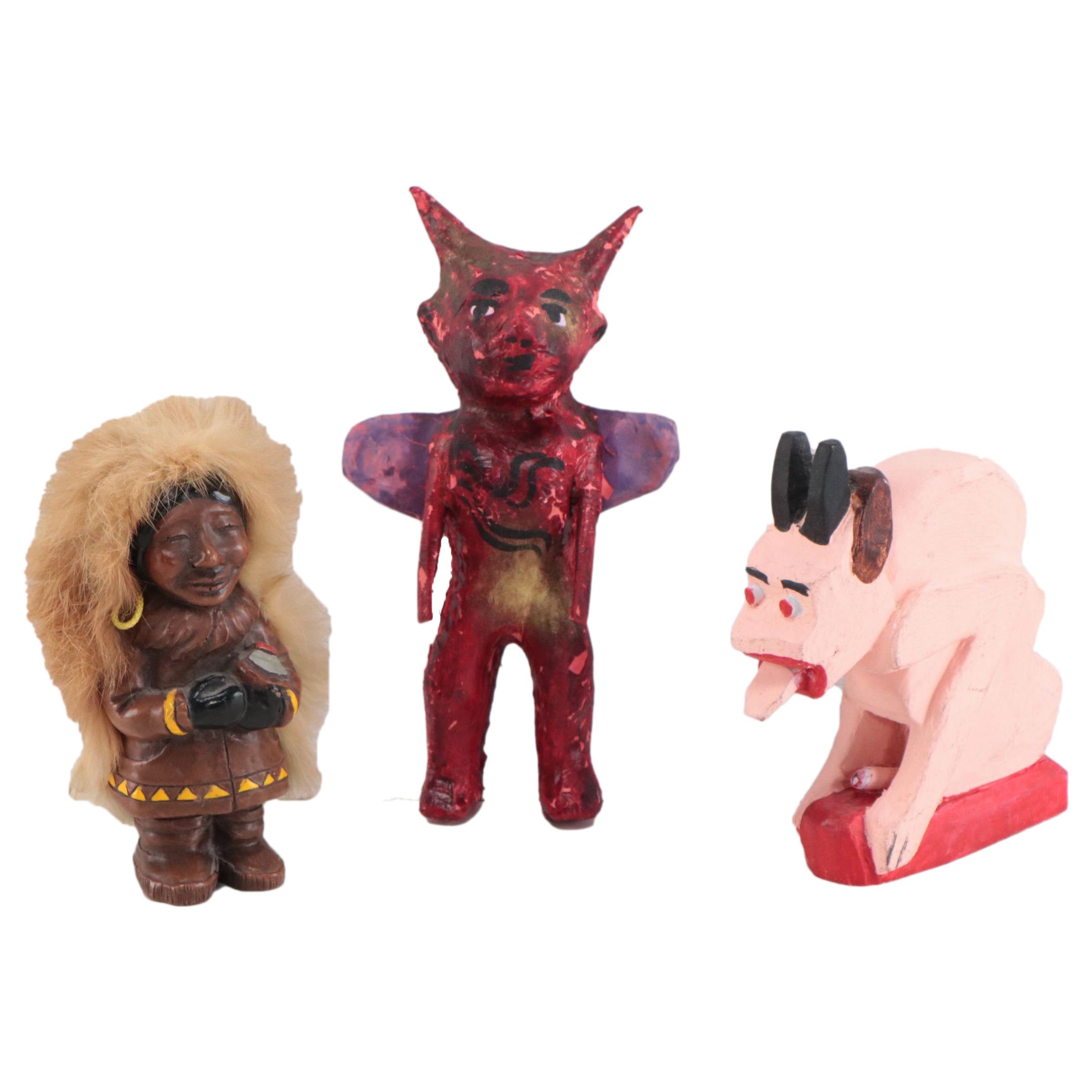 Native Alaskan and Folk Art Devil Handmade Figurines