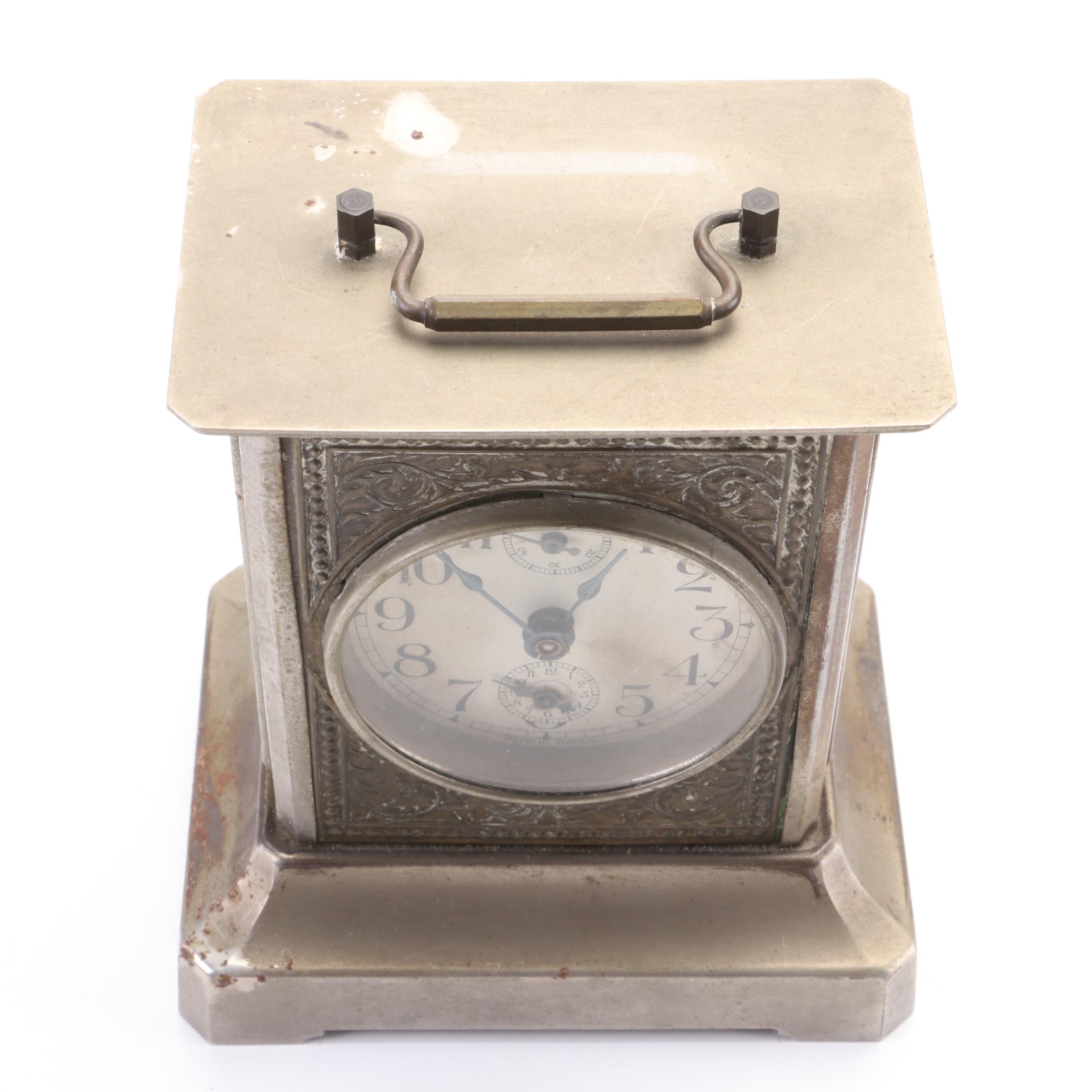 Friedrich Mauthe Metal Musical Carriage Clock, Late 19th/Early 20th Century