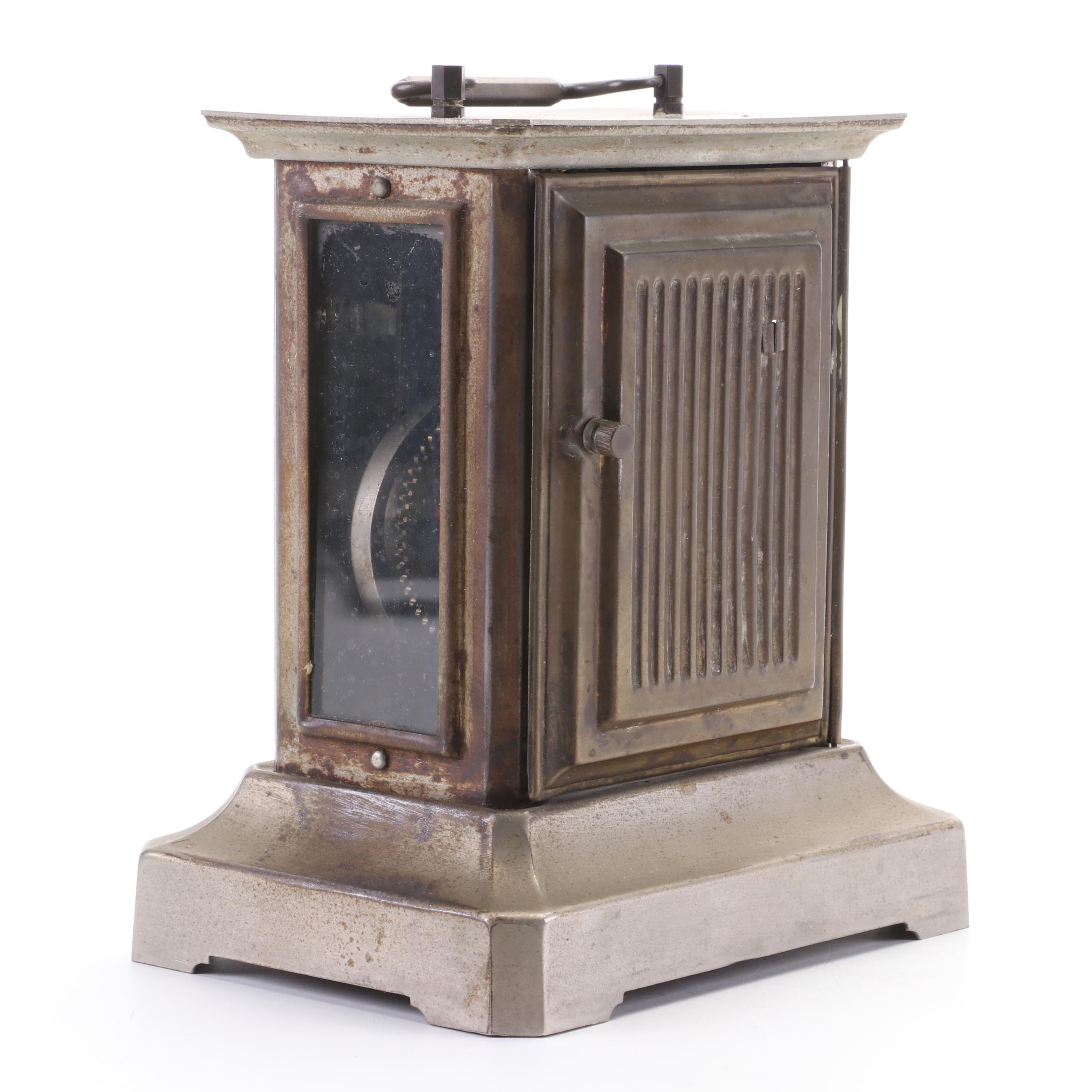 Friedrich Mauthe Metal Musical Carriage Clock, Late 19th/Early 20th Century