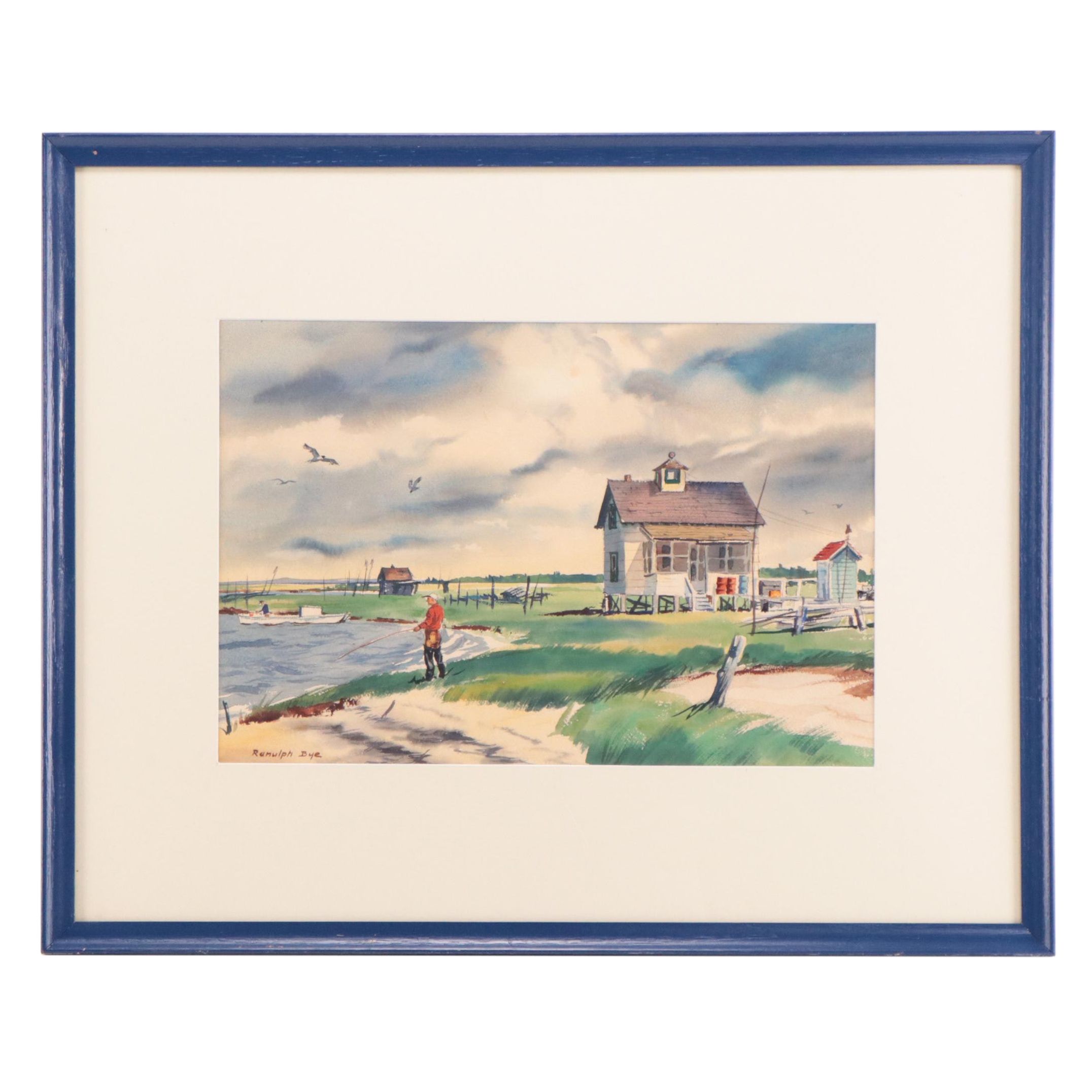 Ranulph Bye Coastal Landscape Watercolor Painting, 1950