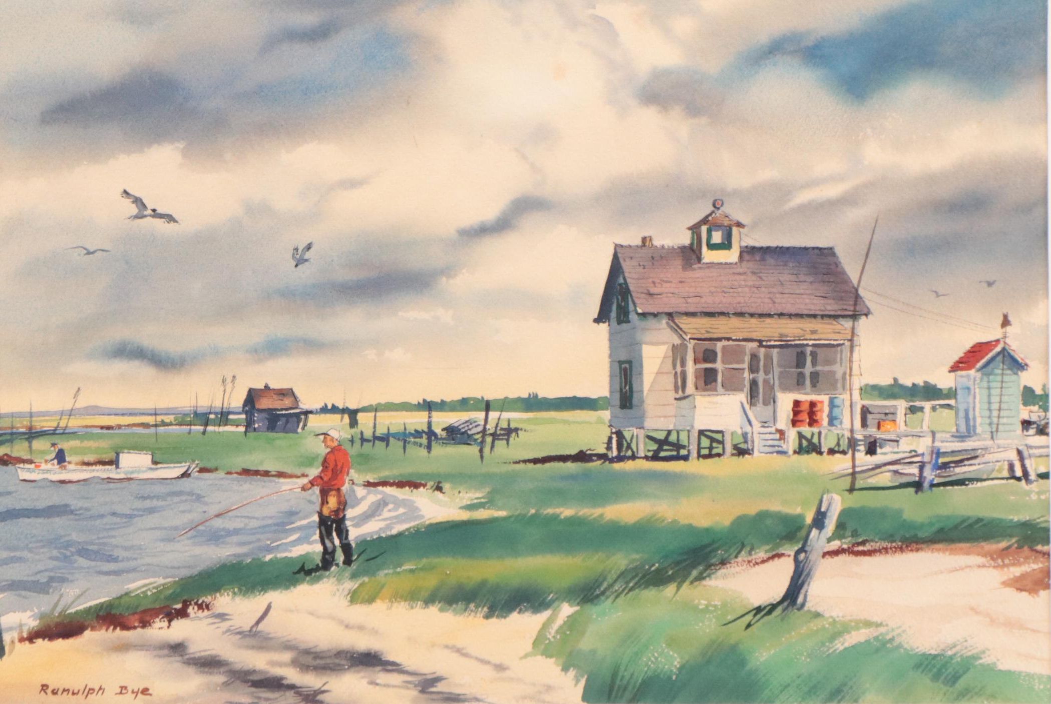 Ranulph Bye Coastal Landscape Watercolor Painting, 1950