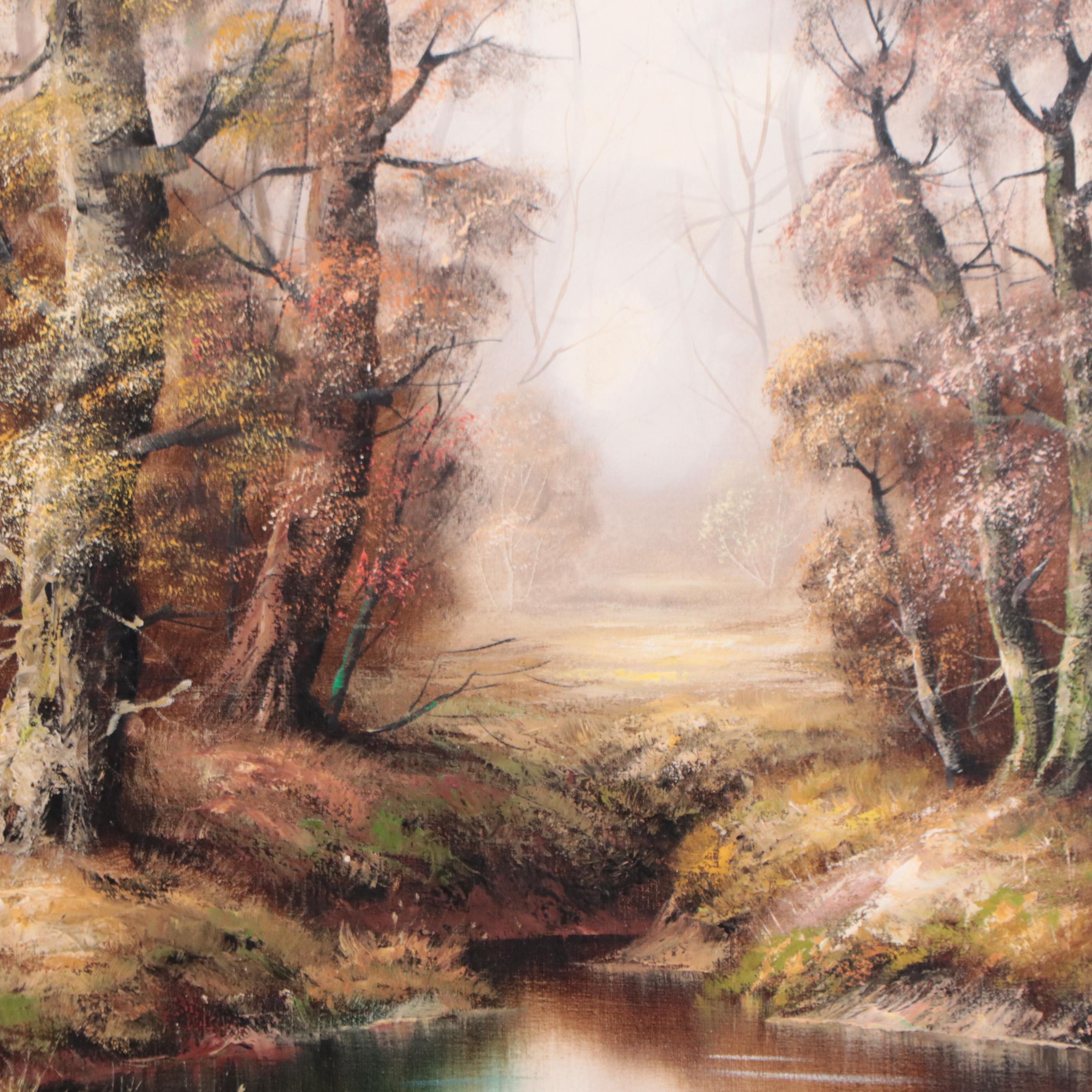 Althoff Idyllic Woodland Landscape Oil Painting