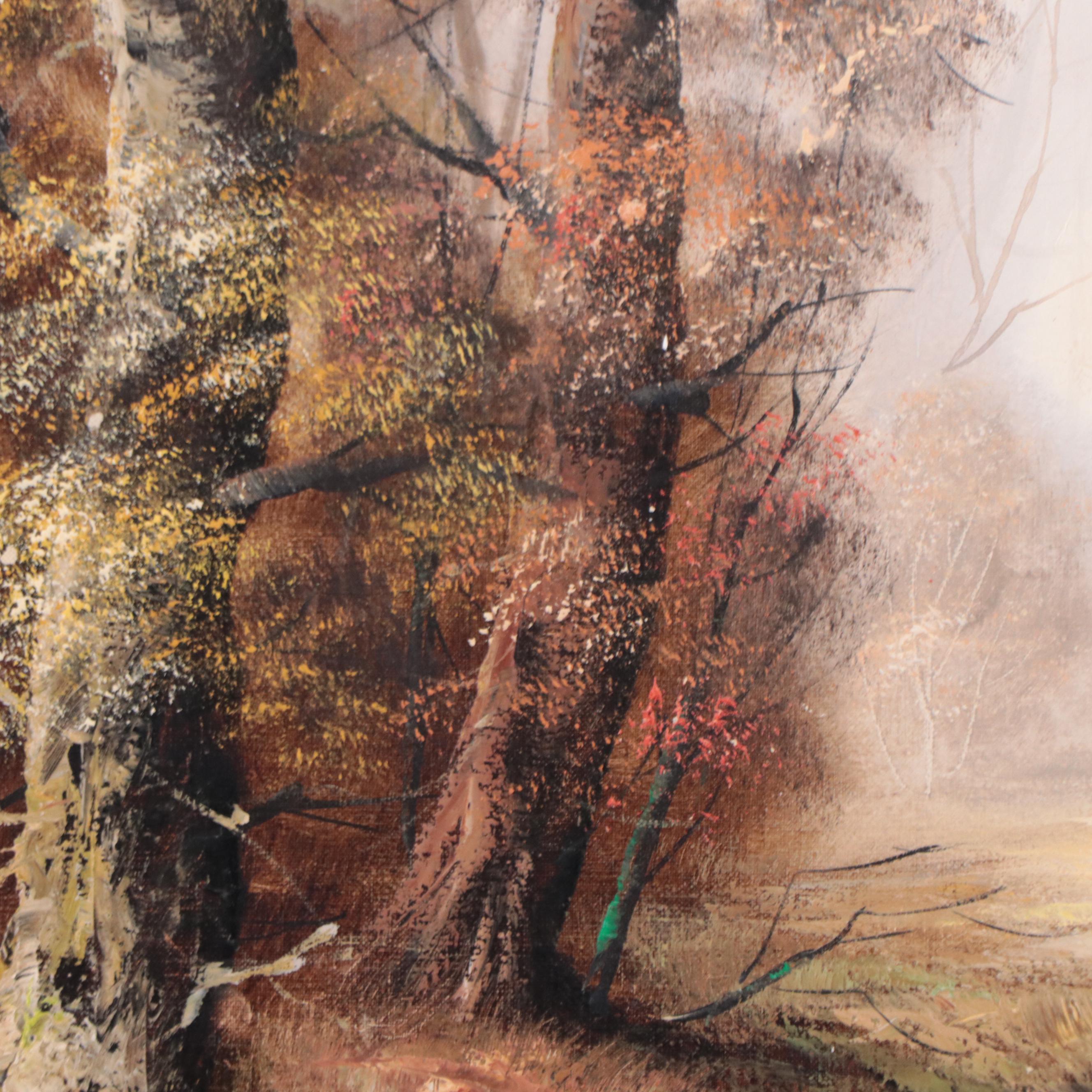 Althoff Idyllic Woodland Landscape Oil Painting