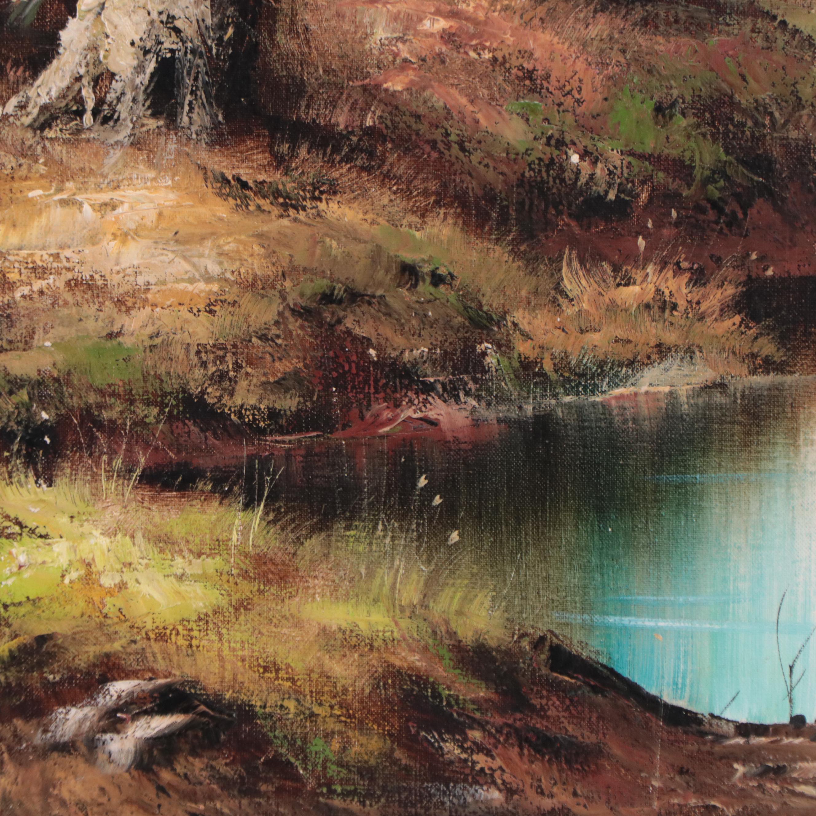 Althoff Idyllic Woodland Landscape Oil Painting