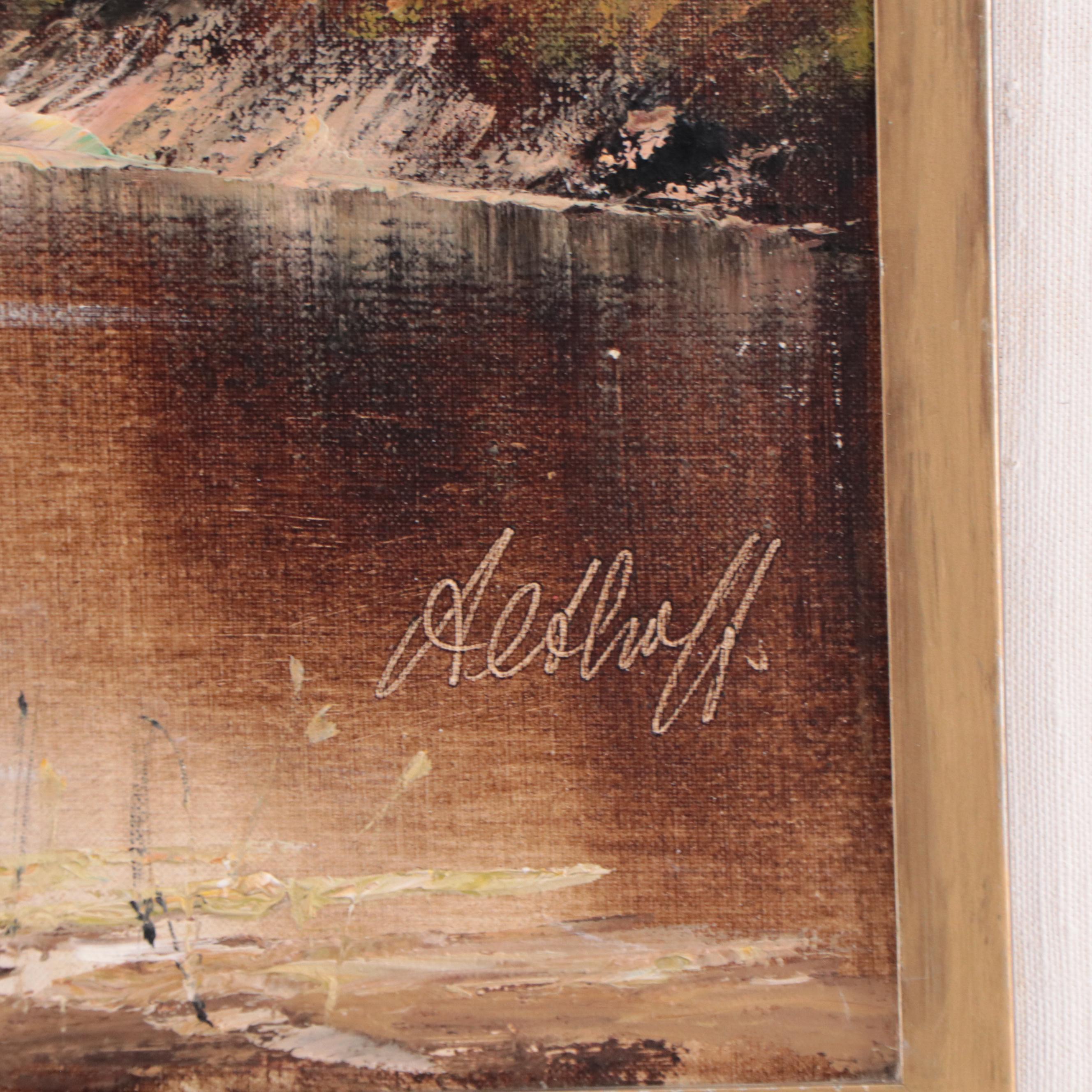 Althoff Idyllic Woodland Landscape Oil Painting