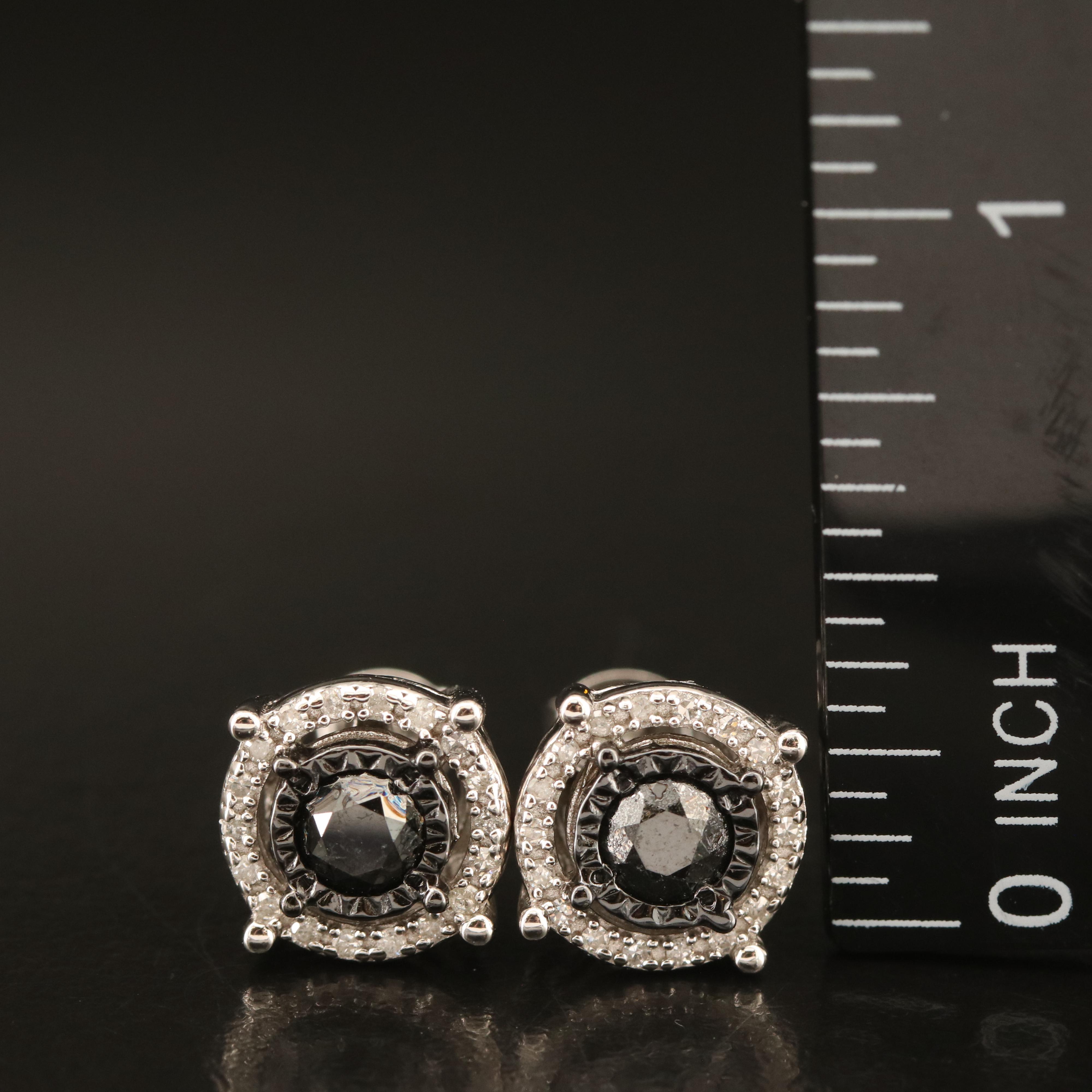 Sterling Diamond Halo Earrings