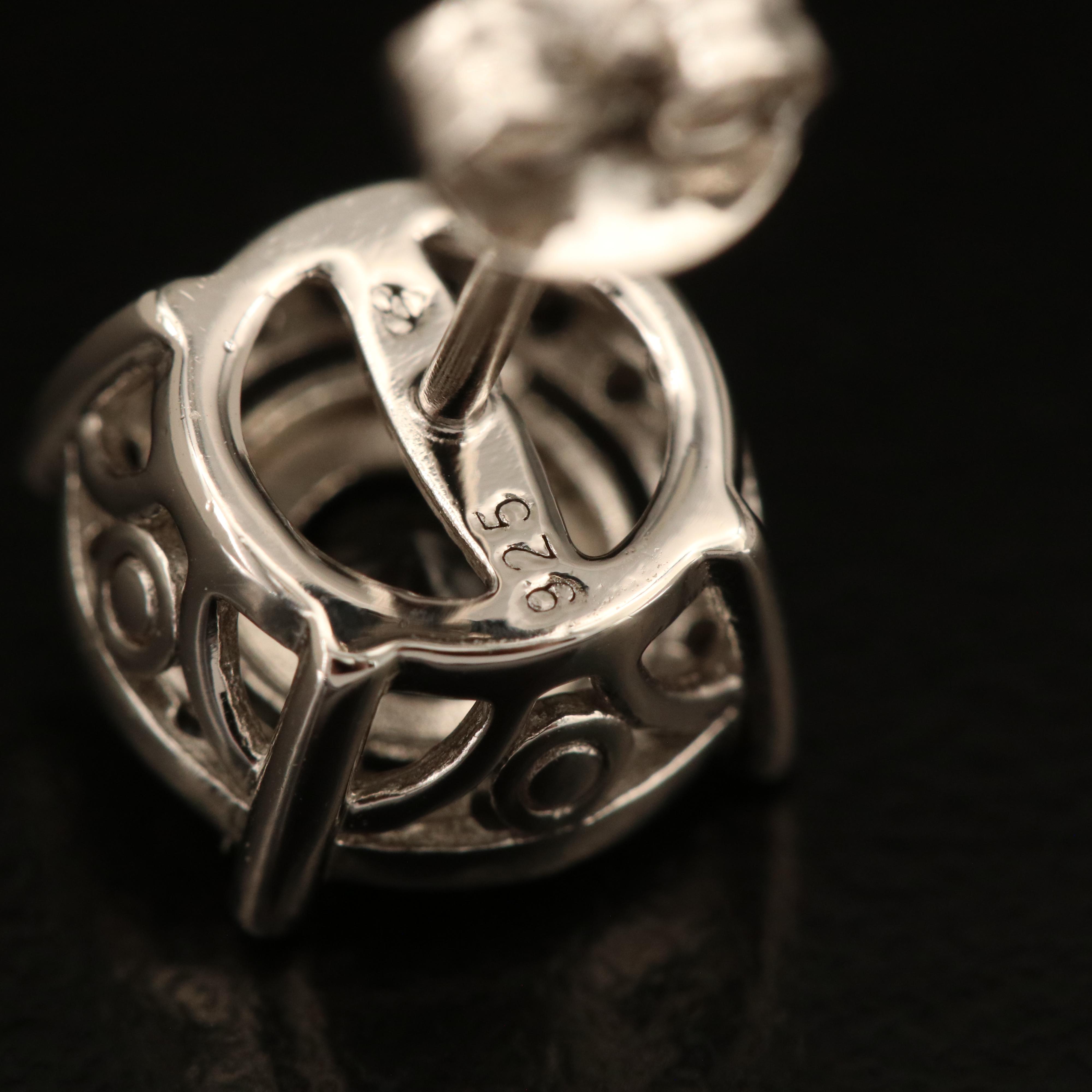 Sterling Diamond Halo Earrings