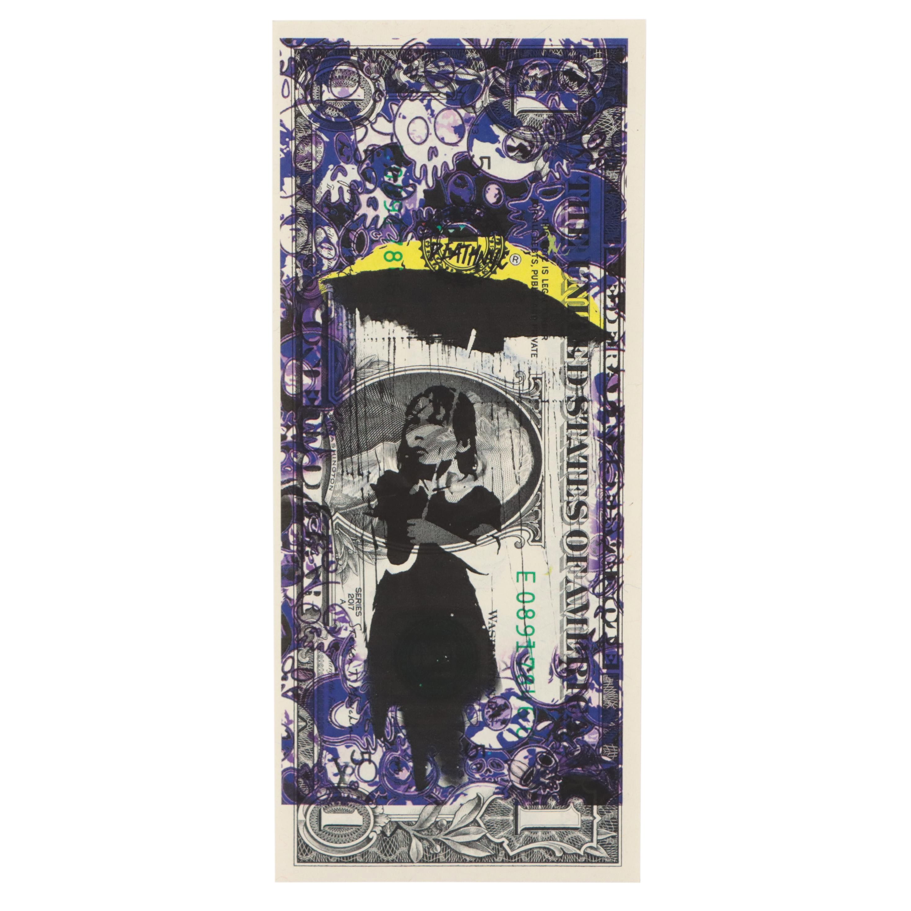 Death NYC Pop Art Graphic Print on Banknote, 2022