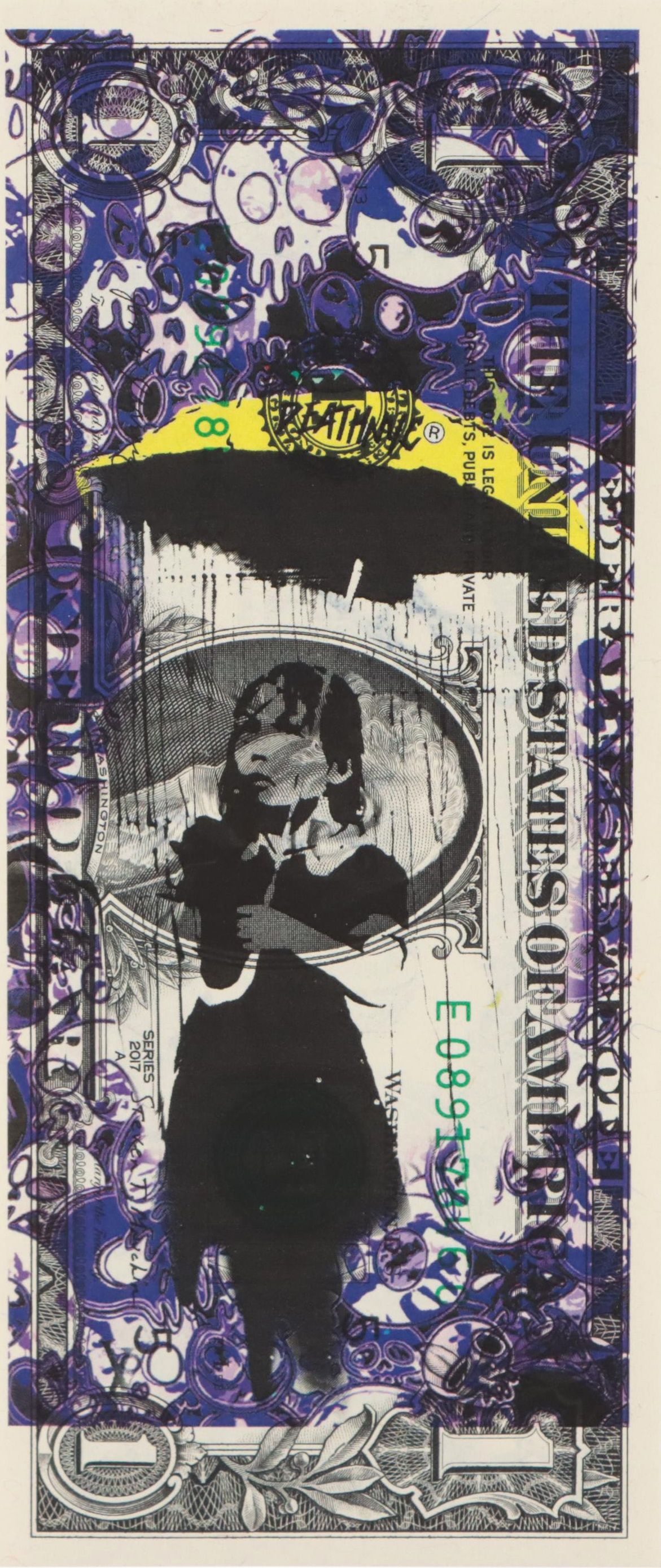 Death NYC Pop Art Graphic Print on Banknote, 2022