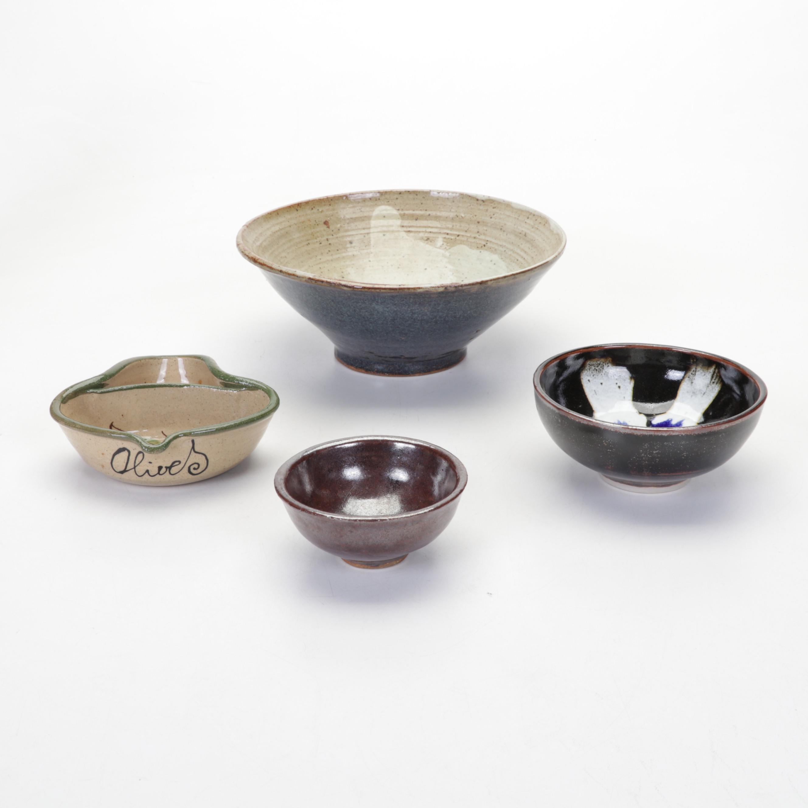 Balentine Oil Burner, Clay Creations Olive Bowl and More Art Pottery Pieces