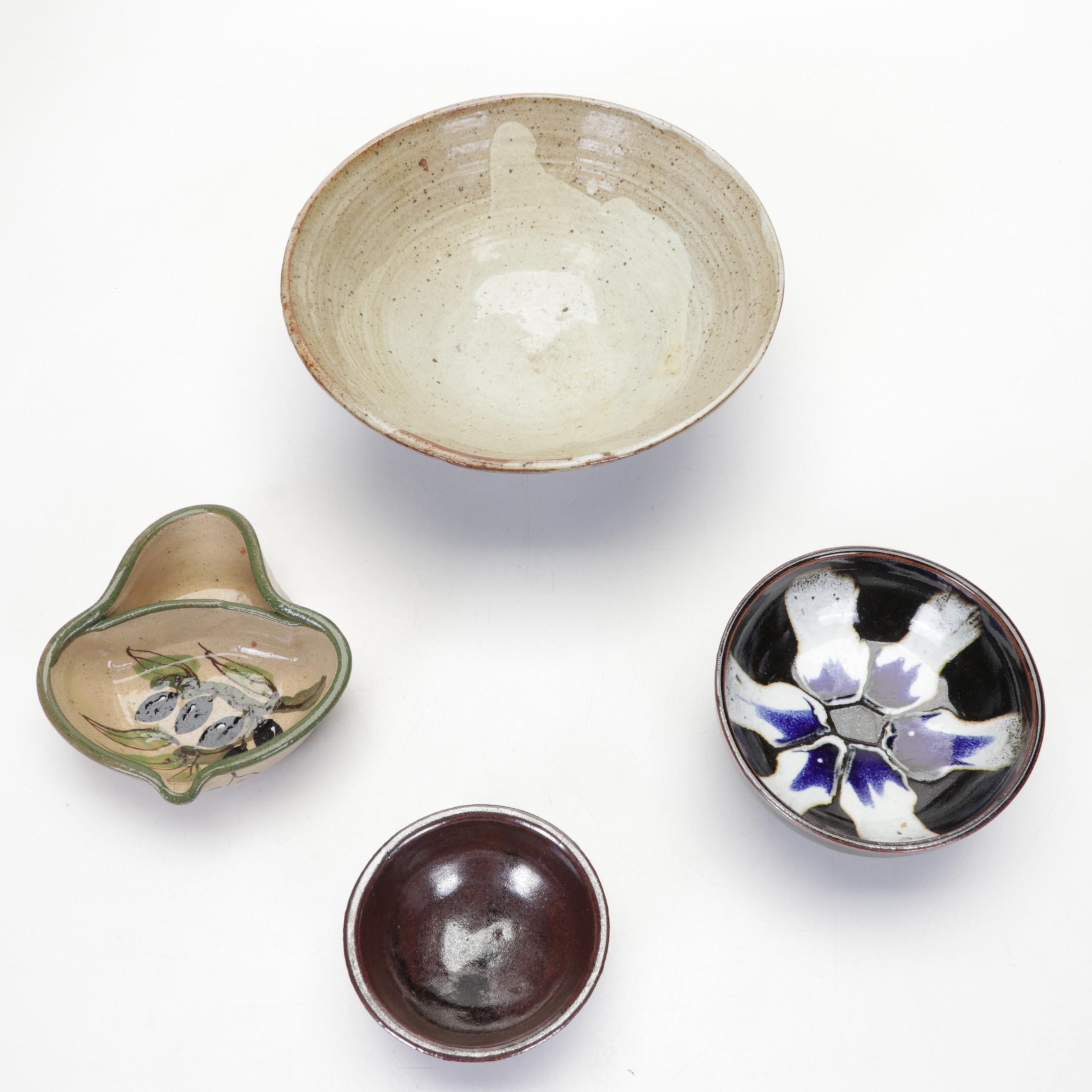 Balentine Oil Burner, Clay Creations Olive Bowl and More Art Pottery Pieces