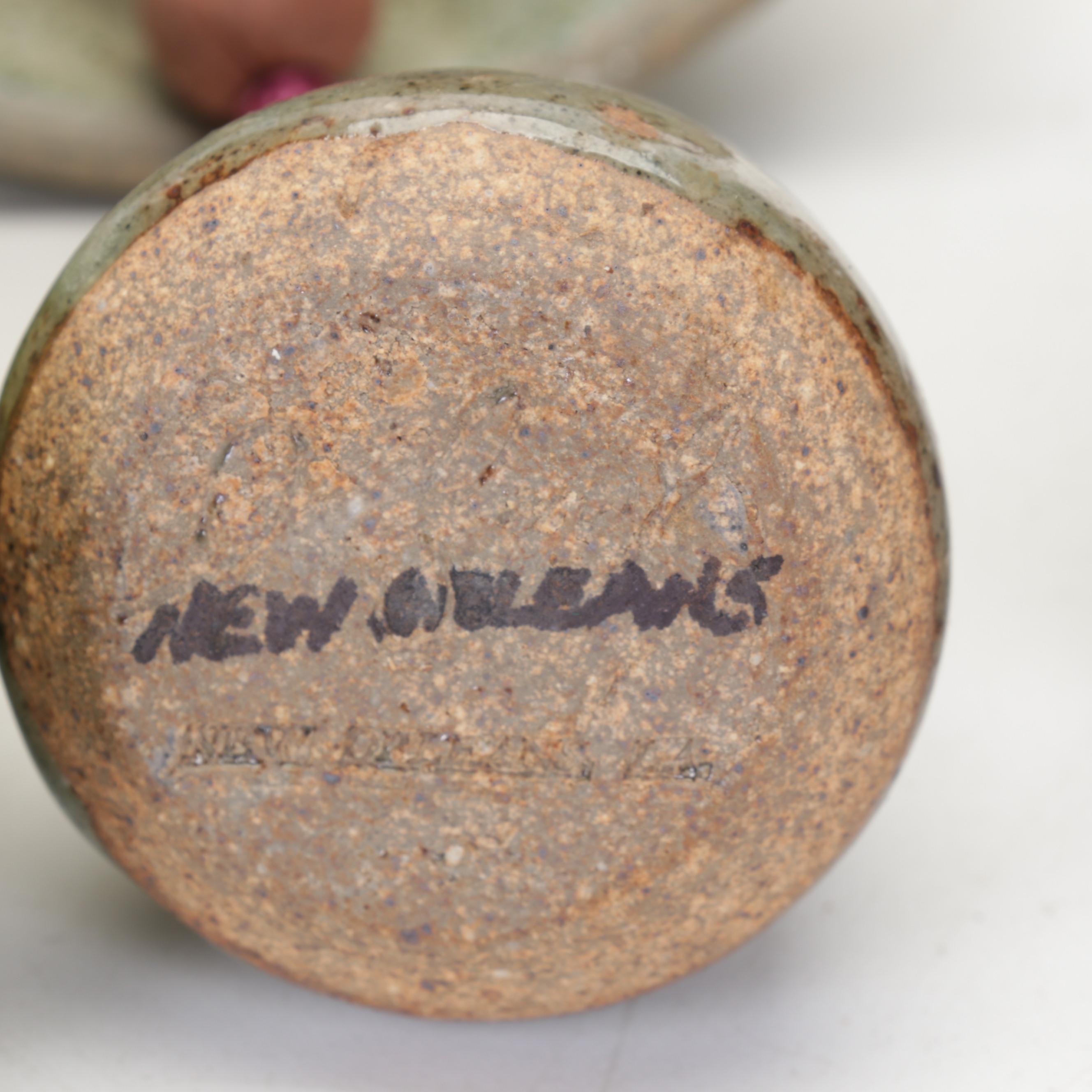 Balentine Oil Burner, Clay Creations Olive Bowl and More Art Pottery Pieces