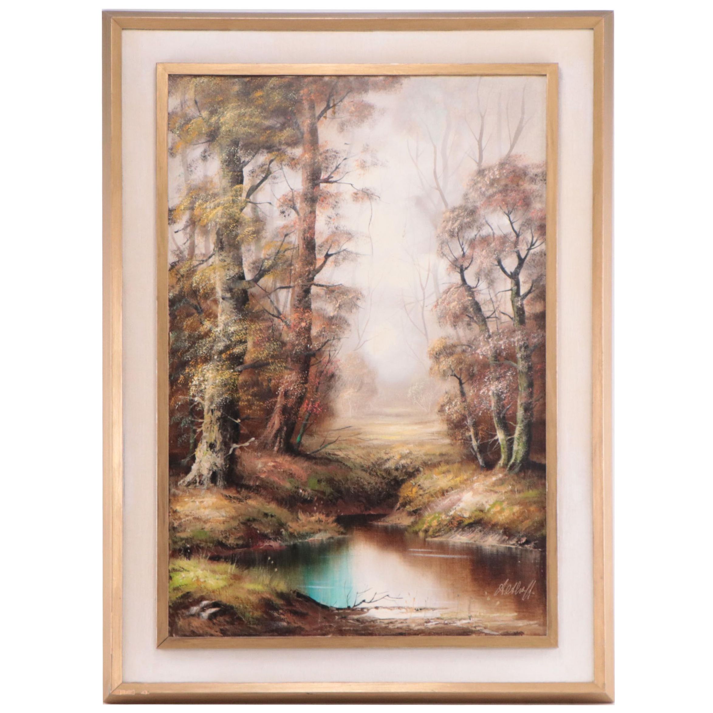 Althoff Idyllic Woodland Landscape Oil Painting