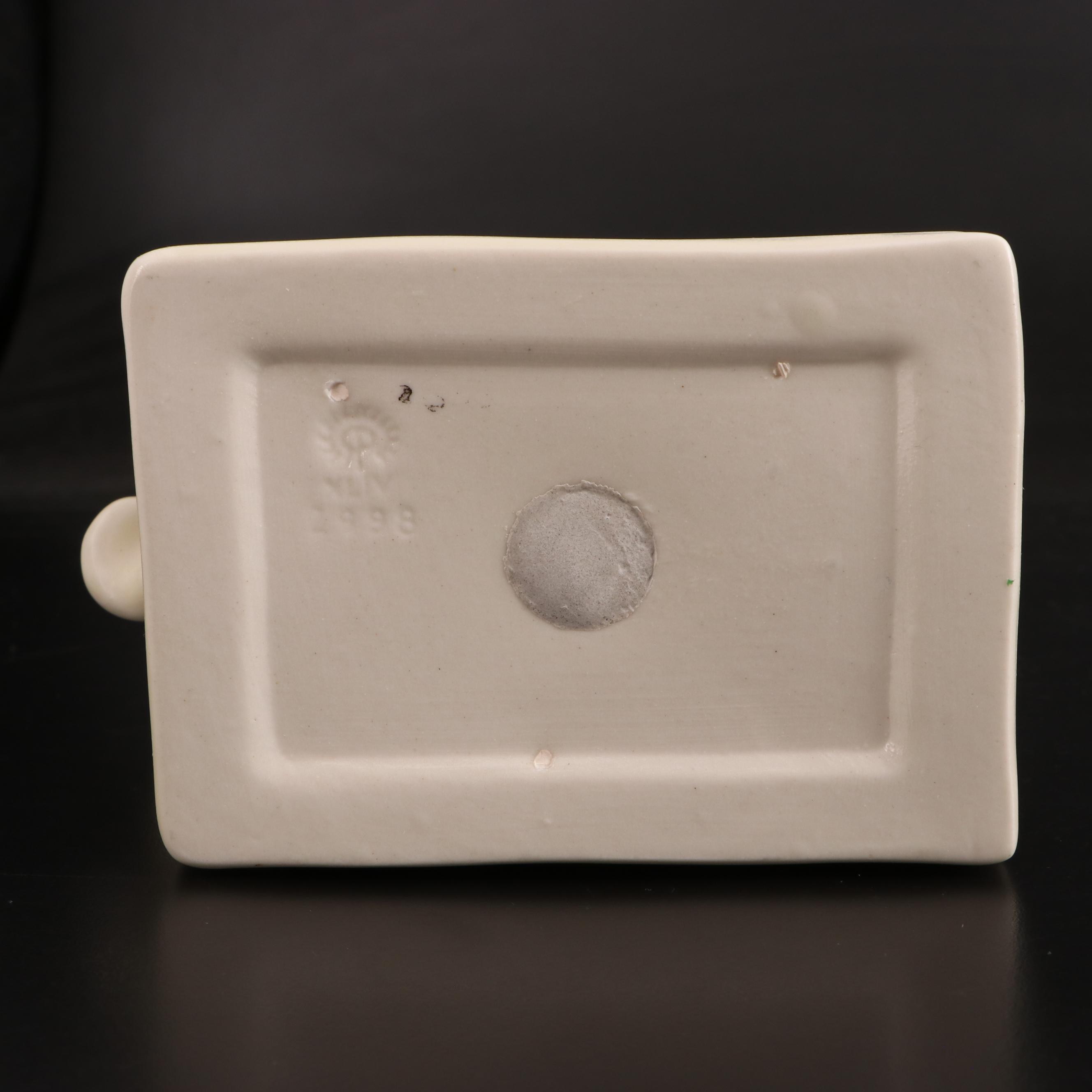 Rookwood Pottery Matte White Hound Dog Bookends, 1944