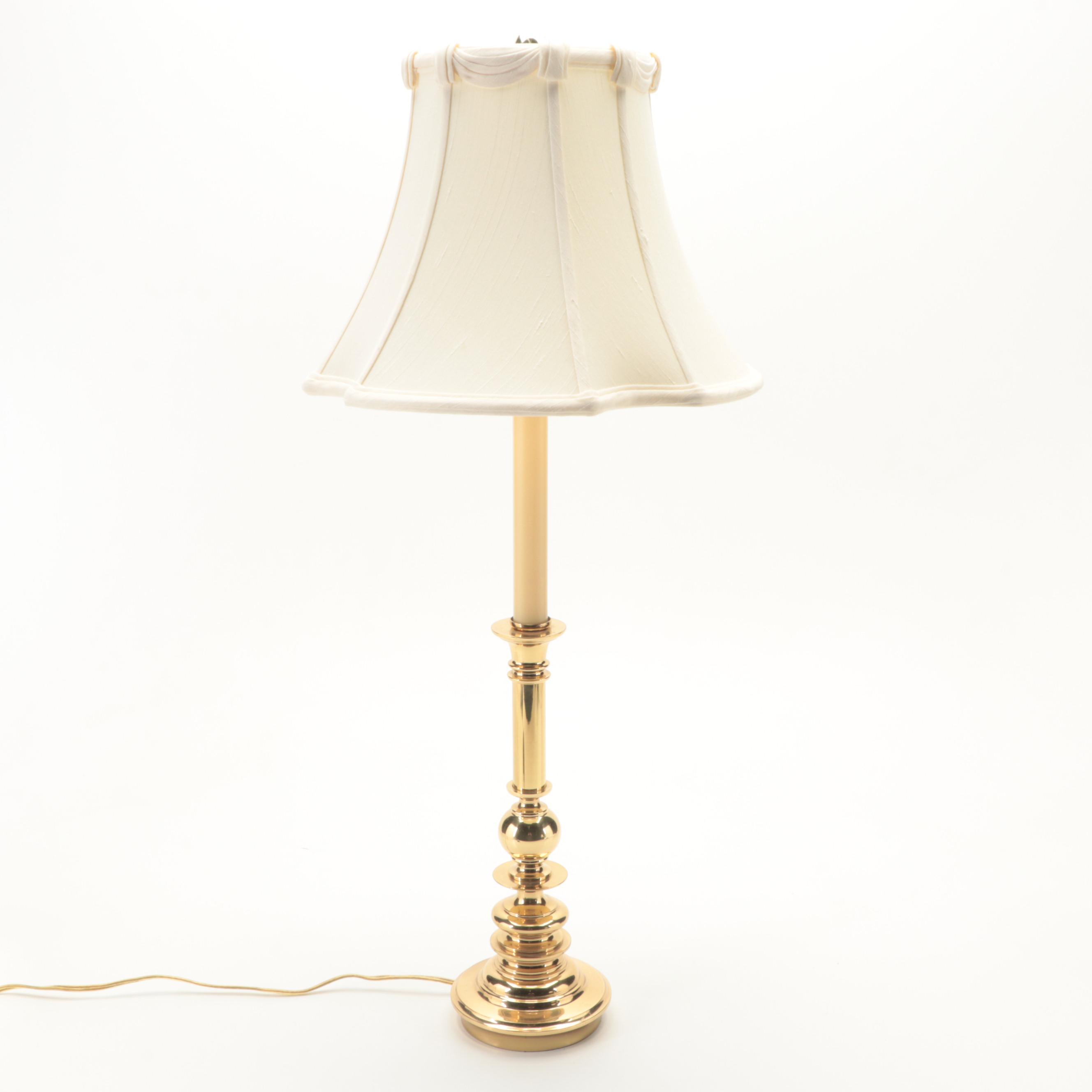 Colonial Style Brass Candlestick Buffet Lamp with Chamberstick Lamp