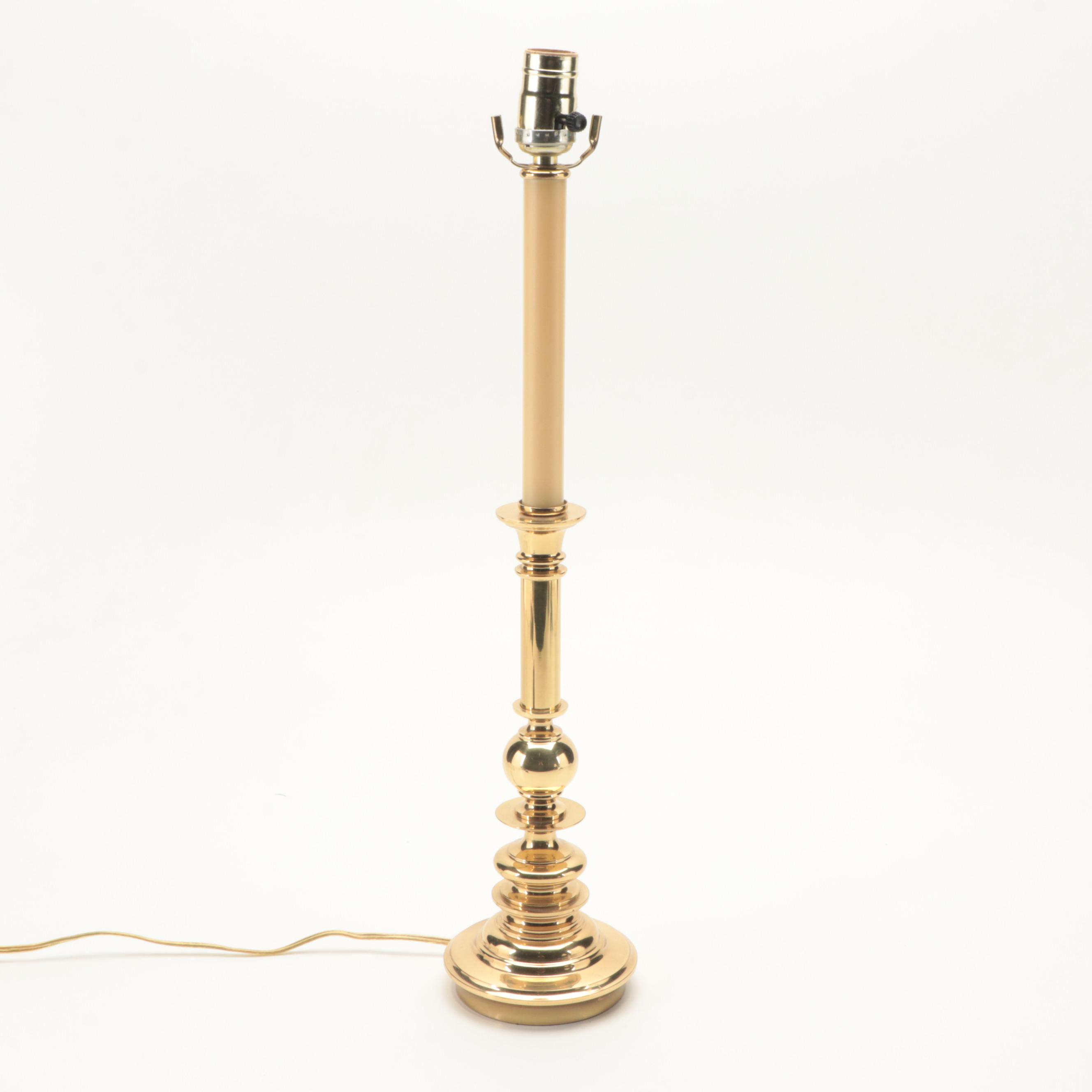 Colonial Style Brass Candlestick Buffet Lamp with Chamberstick Lamp