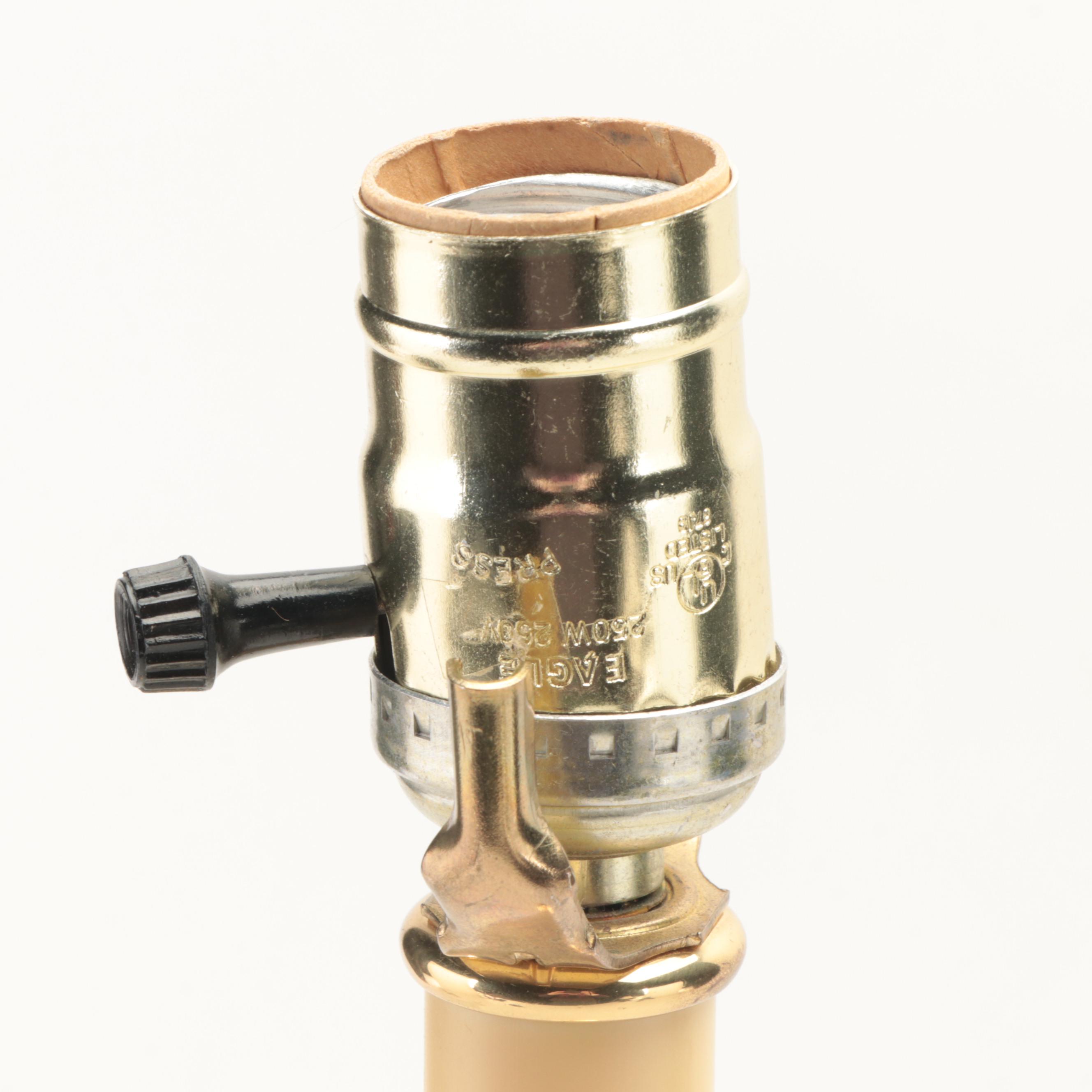 Colonial Style Brass Candlestick Buffet Lamp with Chamberstick Lamp