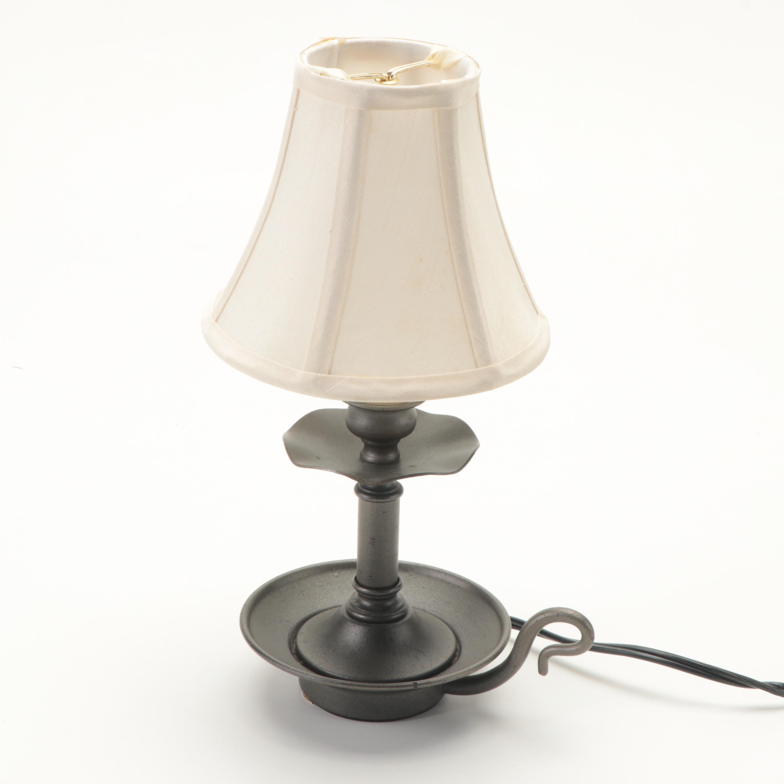 Colonial Style Brass Candlestick Buffet Lamp with Chamberstick Lamp