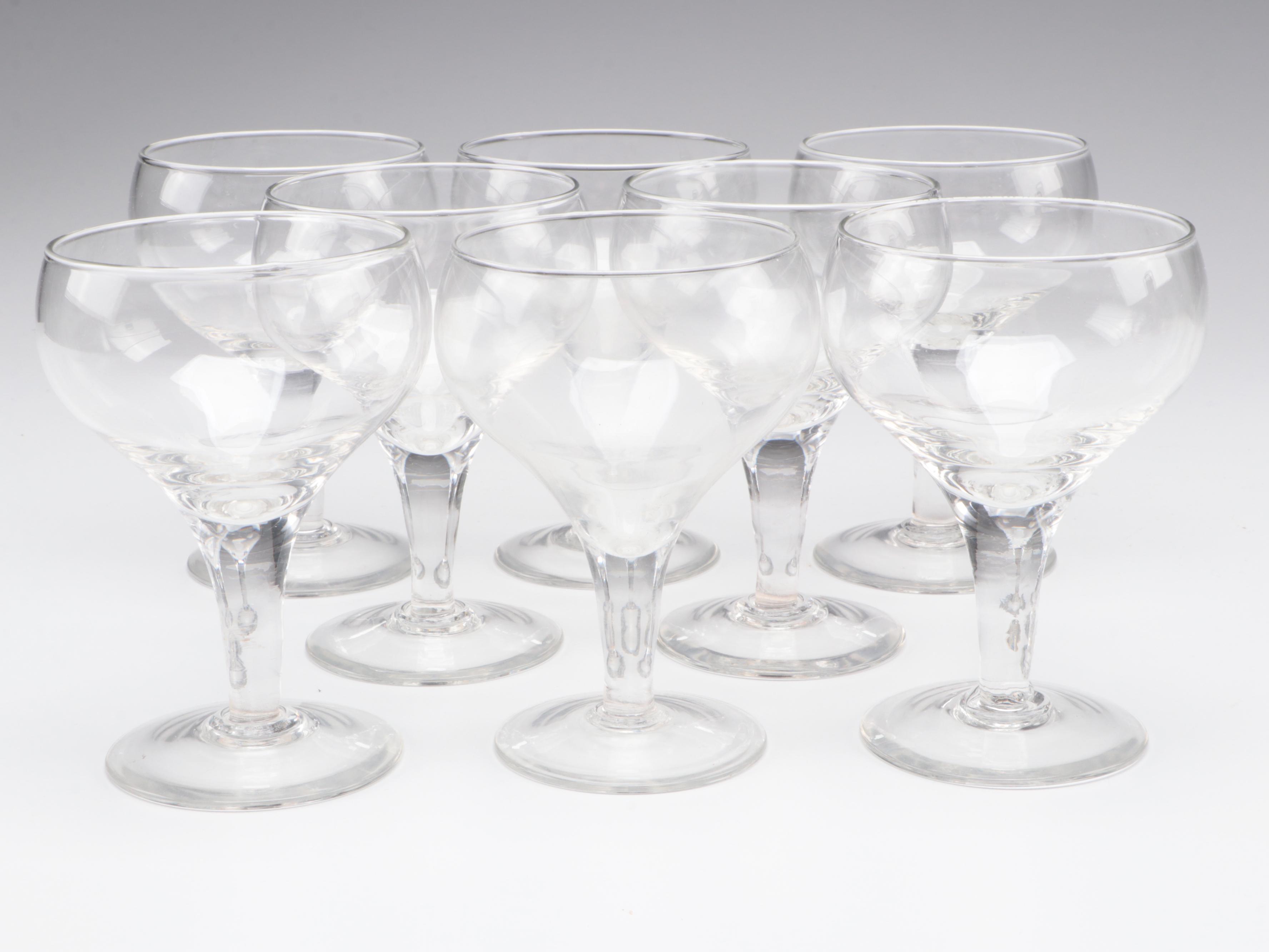 Pressed Glass Blue Goblets with Ritz-Carlton and Other Stemware