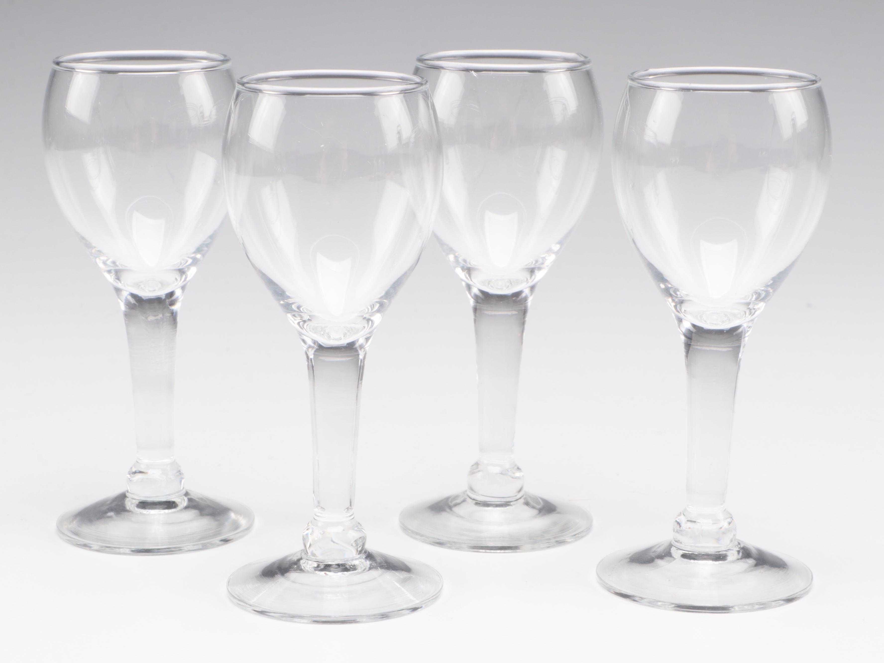 Pressed Glass Blue Goblets with Ritz-Carlton and Other Stemware