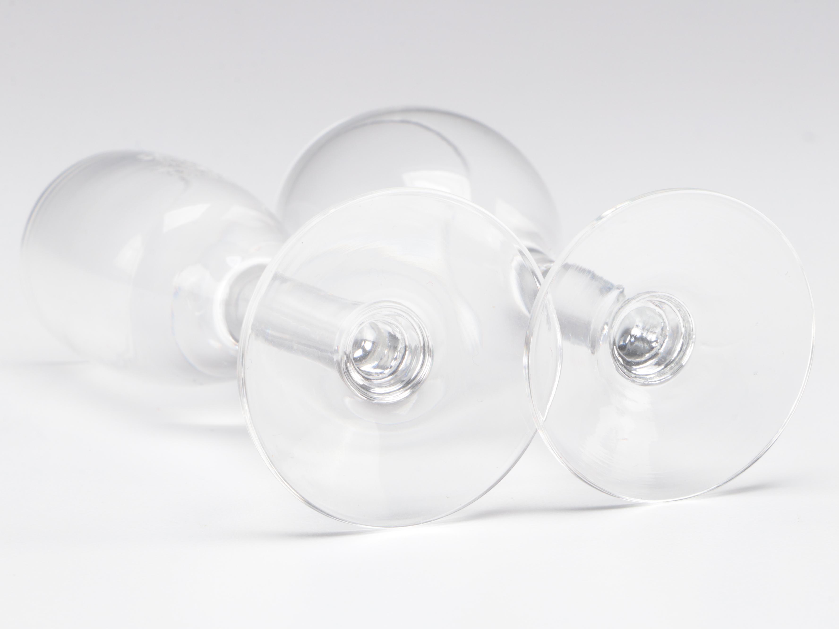 Pressed Glass Blue Goblets with Ritz-Carlton and Other Stemware