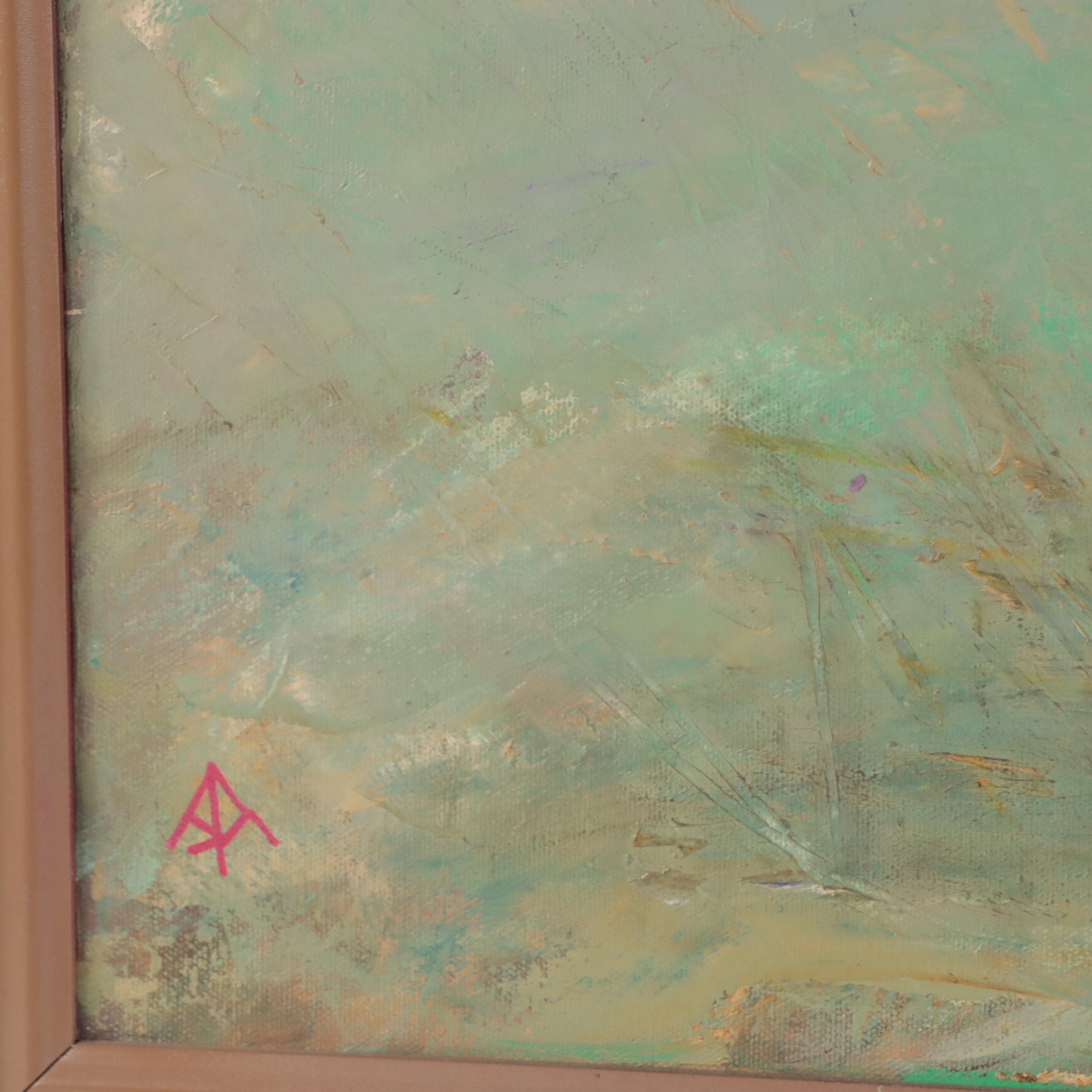 Jim Andrews Oil Painting of Lone Tree, Late 20th Century