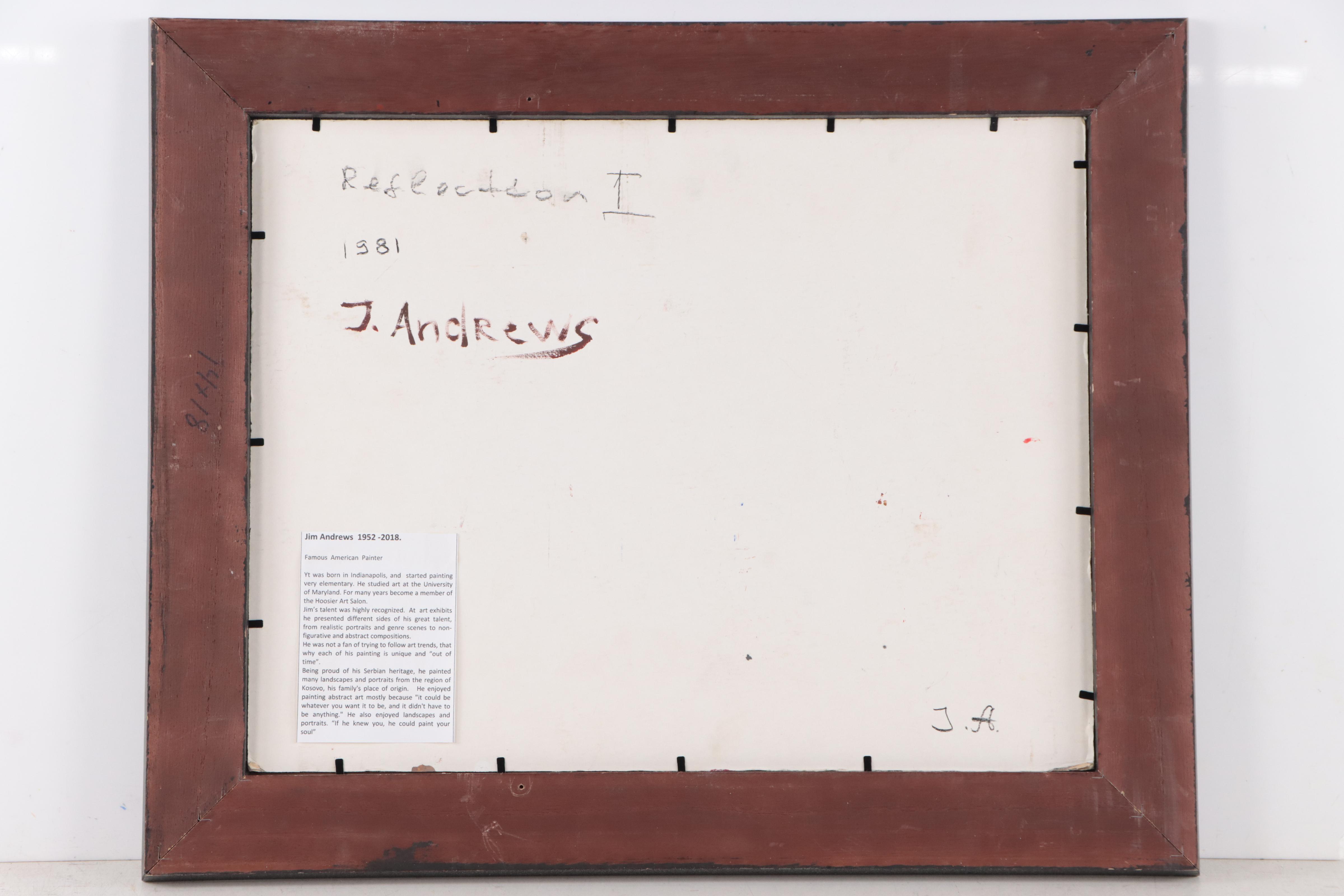 Jim Andrews Abstract Acrylic Painting "Reflection I," 1981