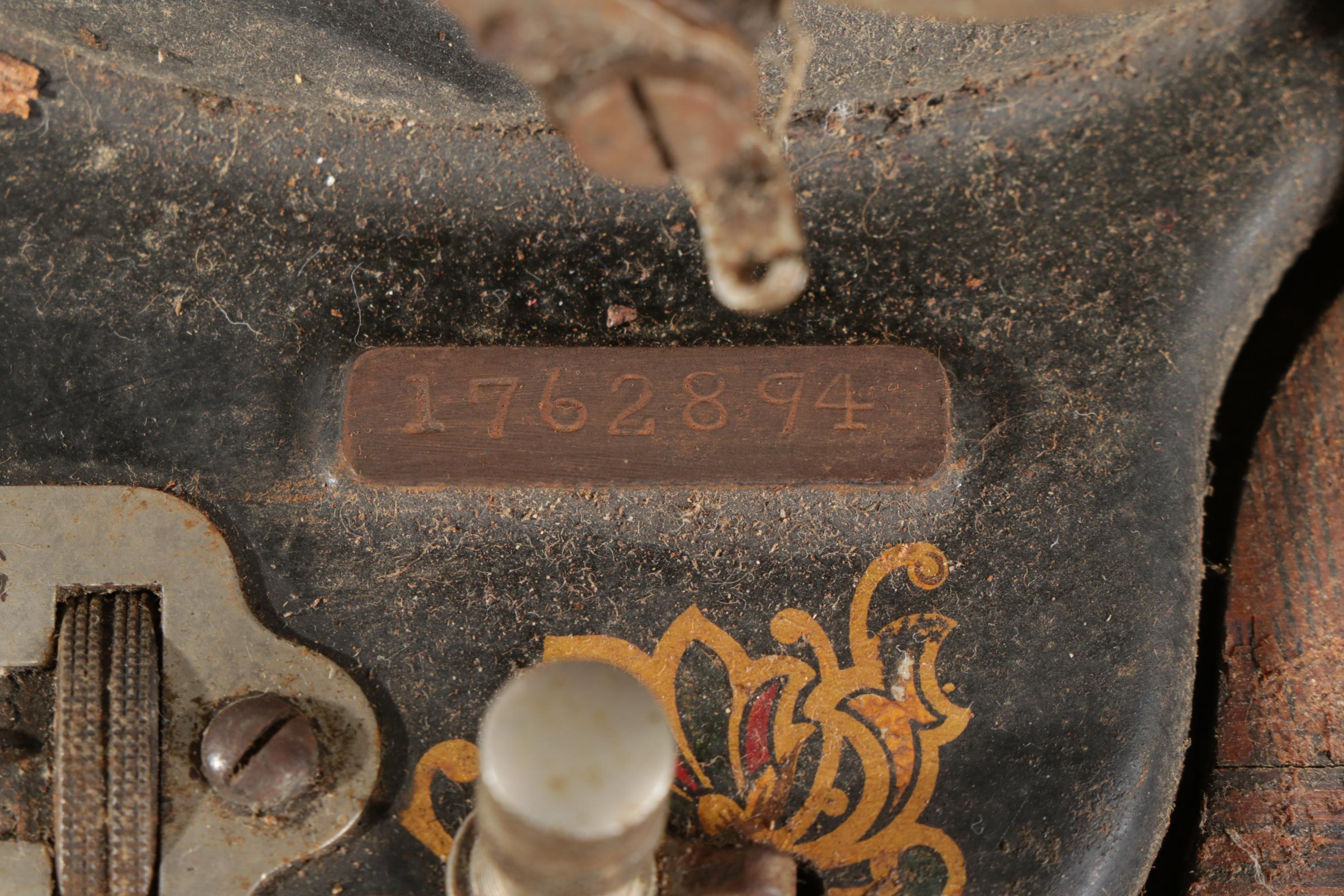 White Treadle Sewing Machine in Oak Cabinet, Late 19th to Early 20th Century