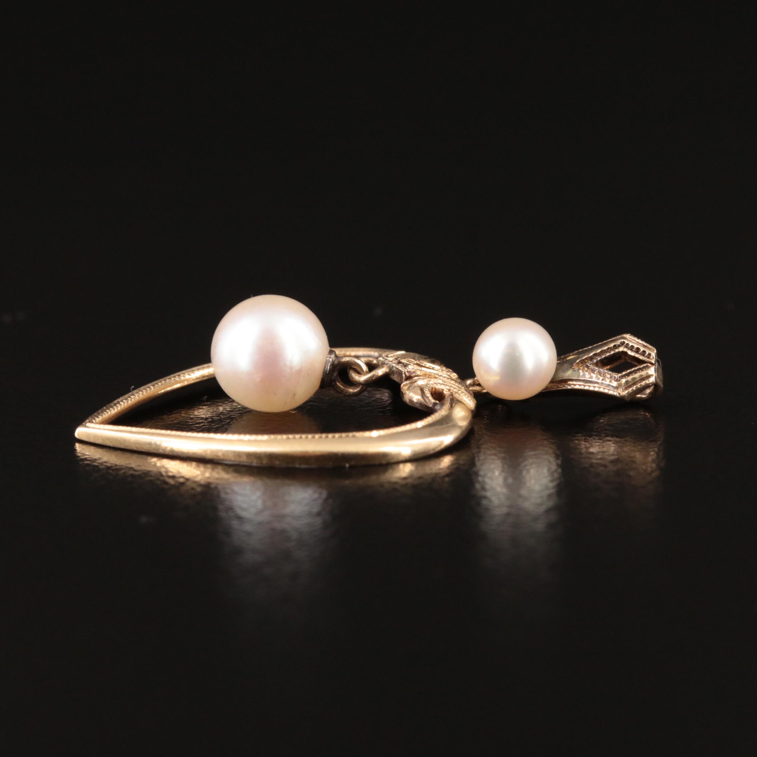 Mikimoto 14K Pearl Heart Pendant