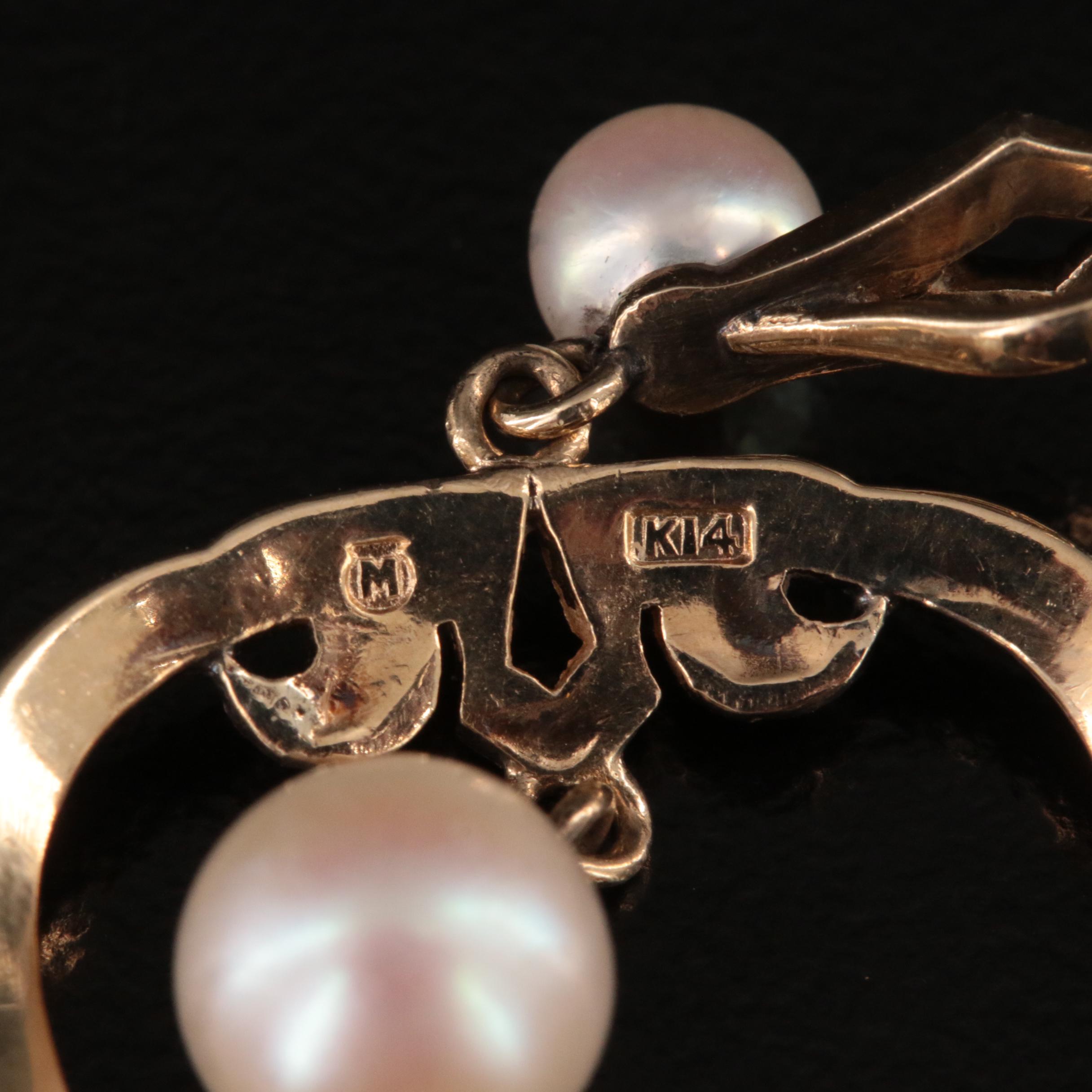 Mikimoto 14K Pearl Heart Pendant