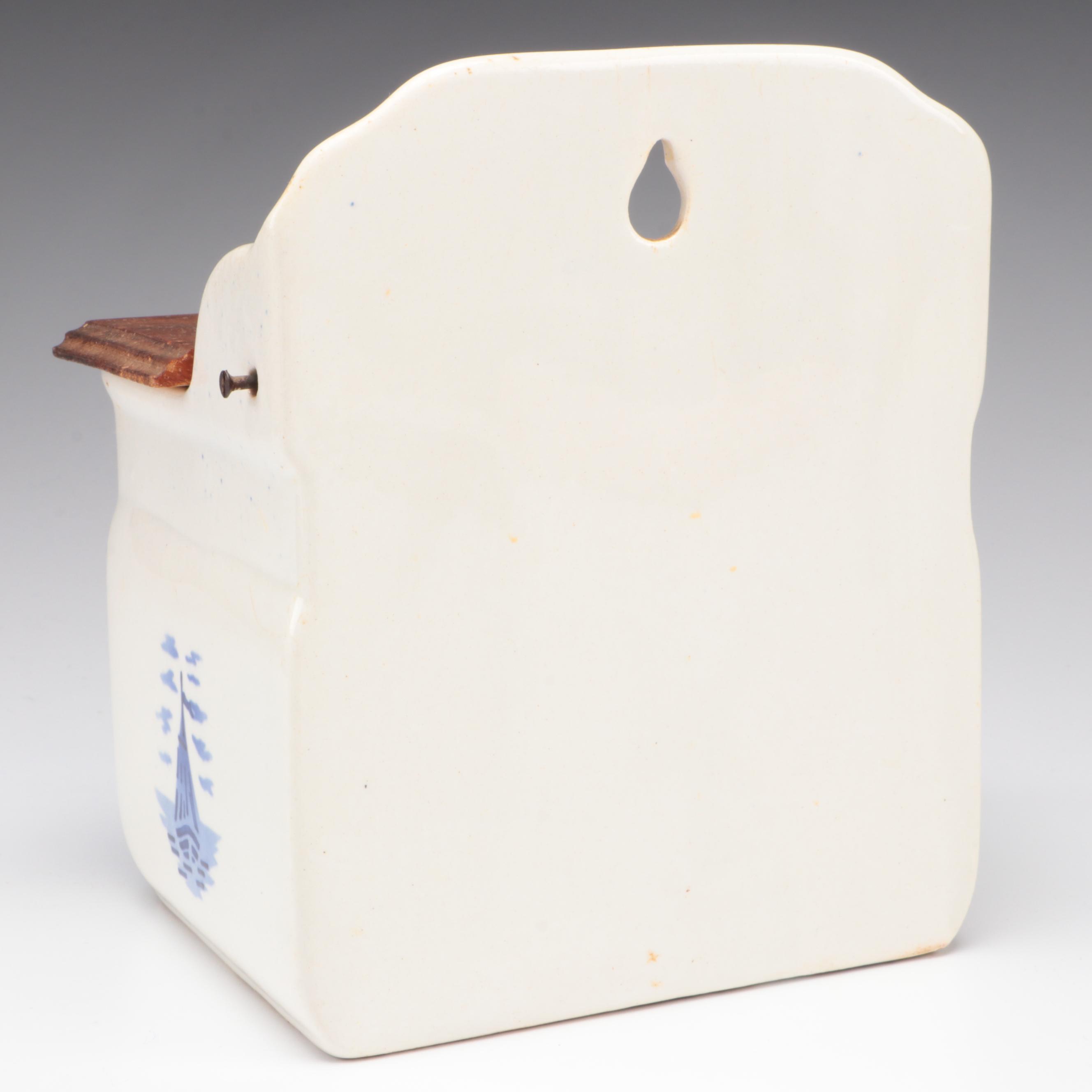 Czechoslovakian Delft Style Ceramic Salt Box and Spice Canisters