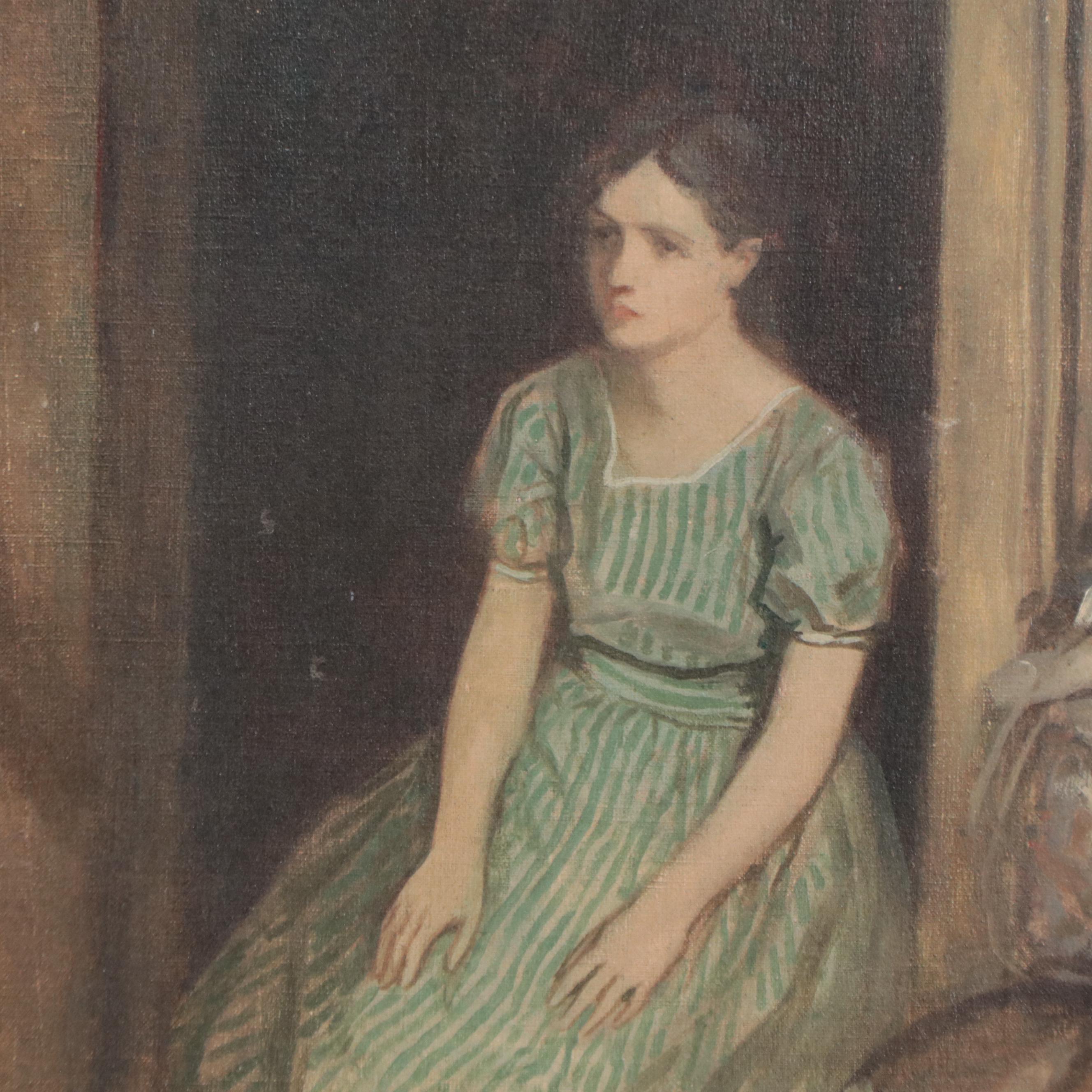 Gayle Hoskins Genre Oil Illustration of a Boy and Girl