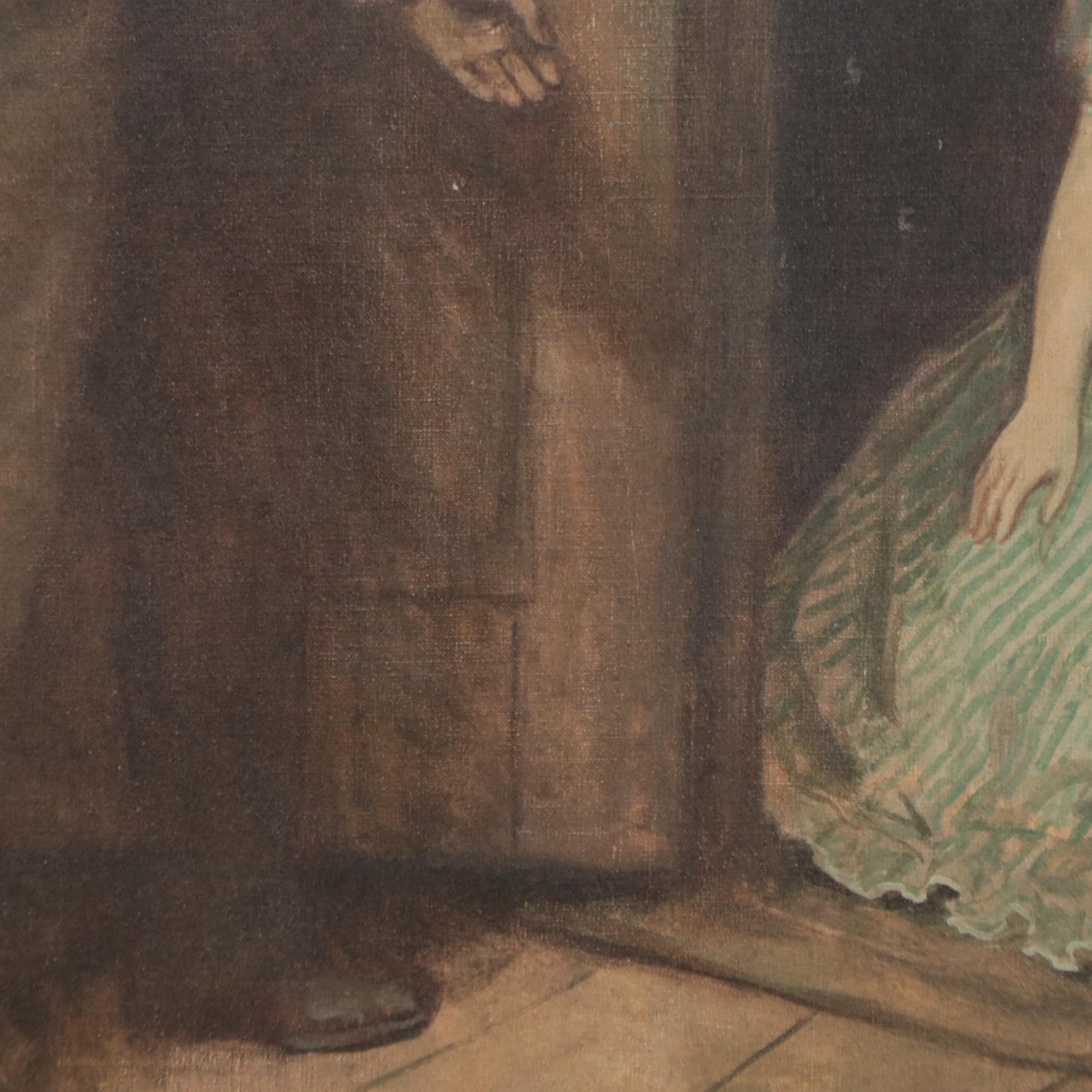 Gayle Hoskins Genre Oil Illustration of a Boy and Girl