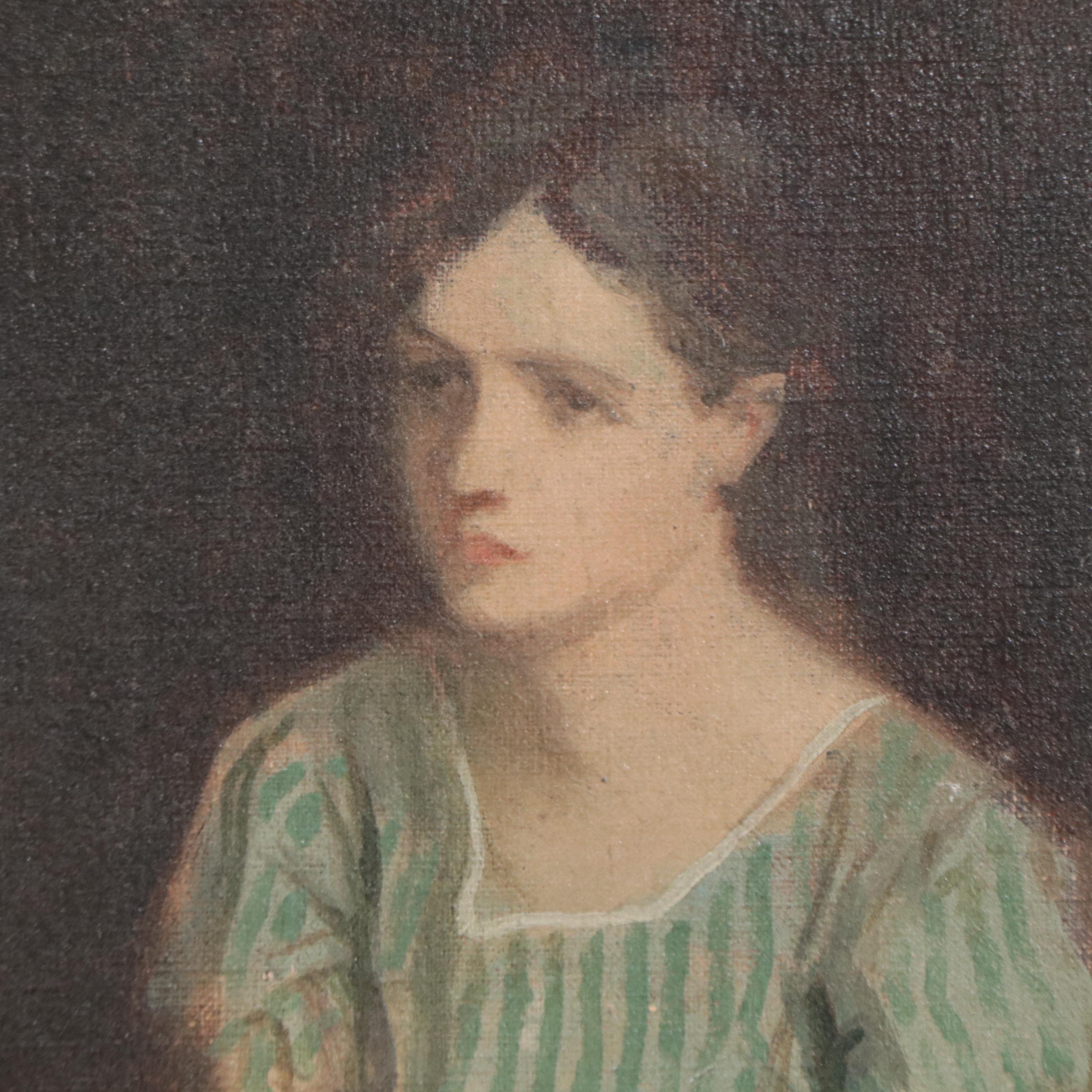 Gayle Hoskins Genre Oil Illustration of a Boy and Girl