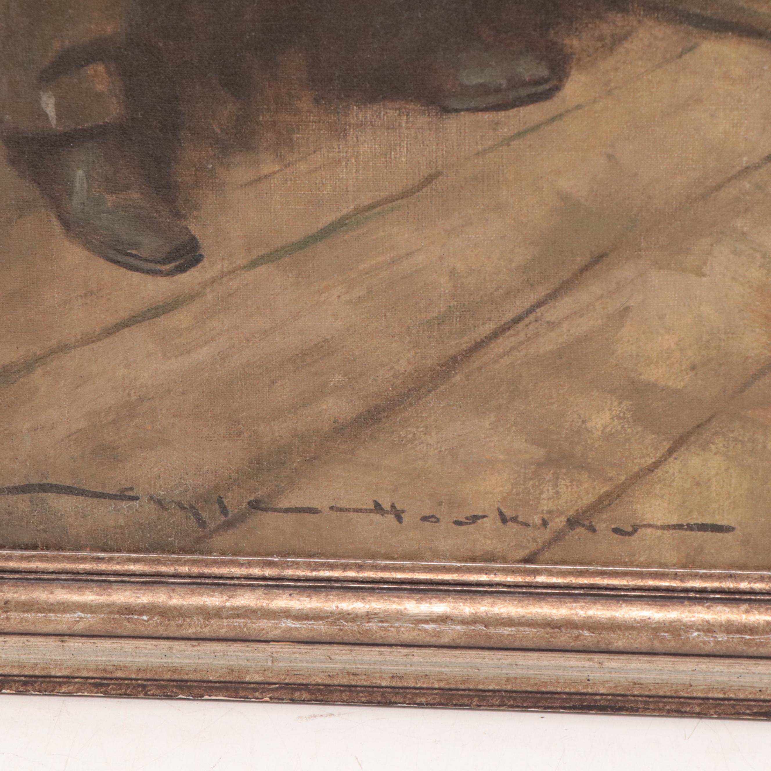 Gayle Hoskins Genre Oil Illustration of a Boy and Girl