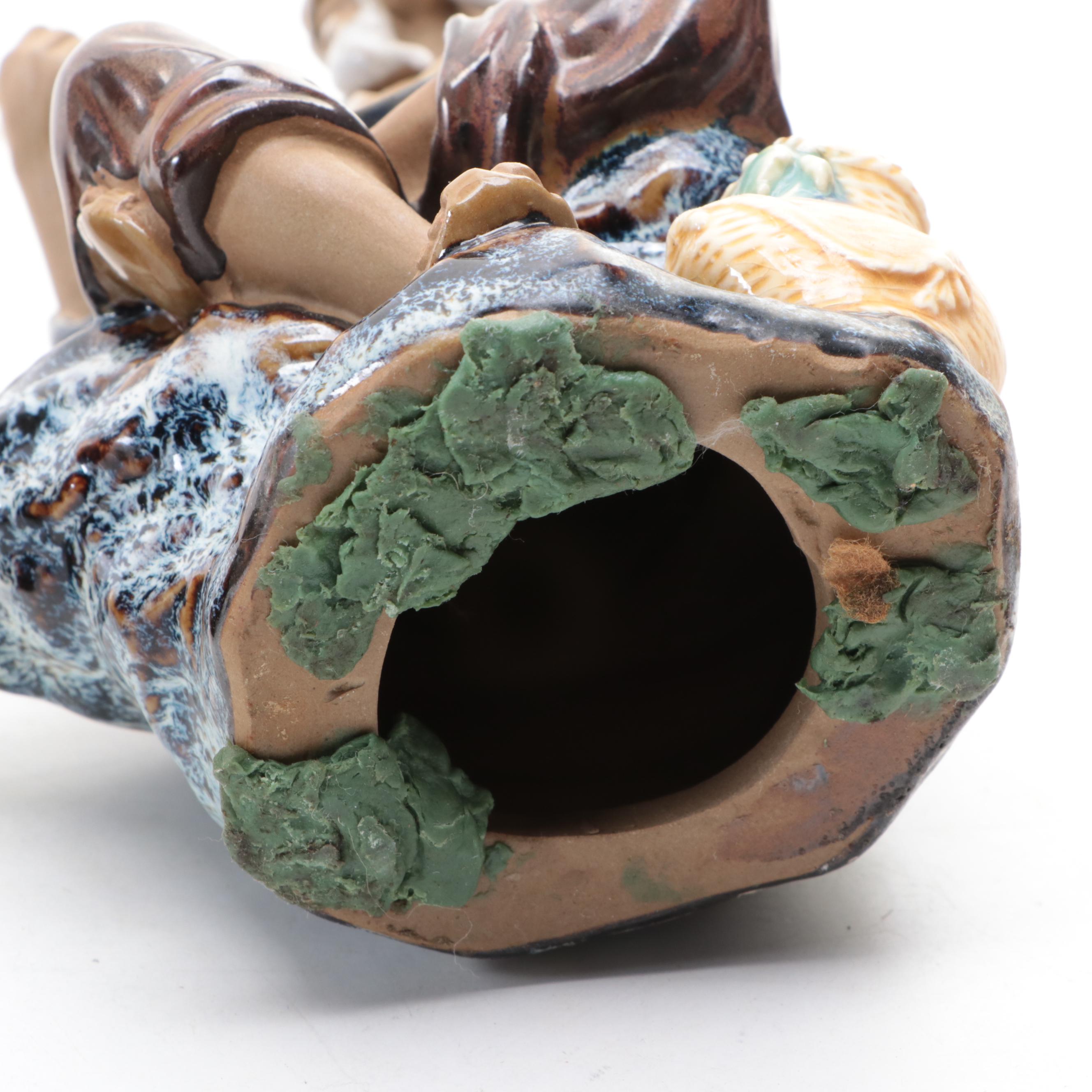 Chinese Shiwan Pottery Figurines of Fishermen and Scholar