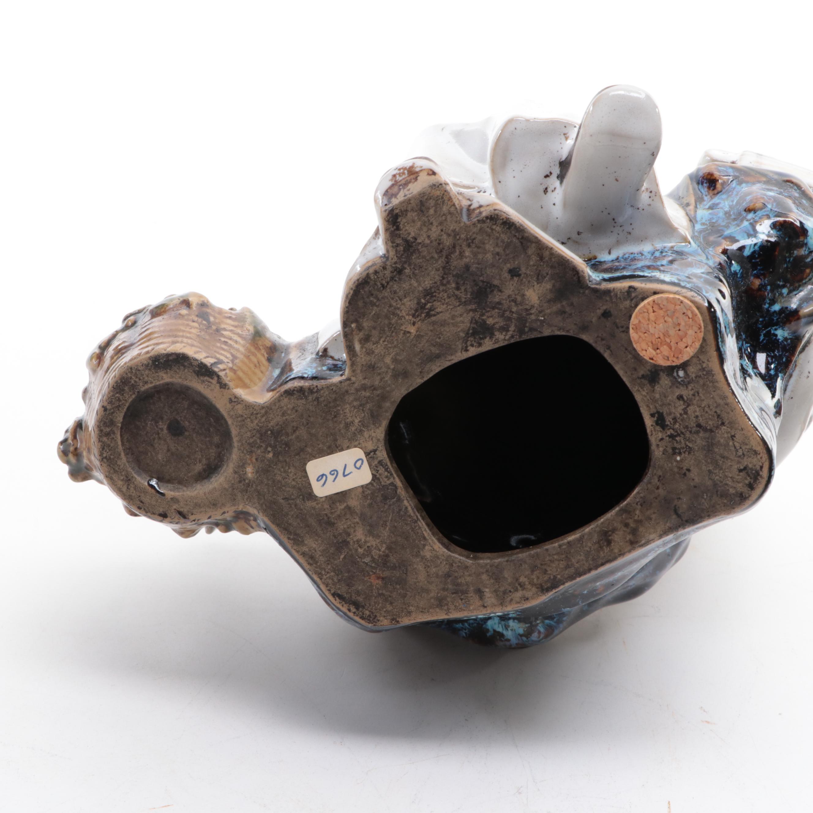 Chinese Shiwan Pottery Figurines of Fishermen and Scholar