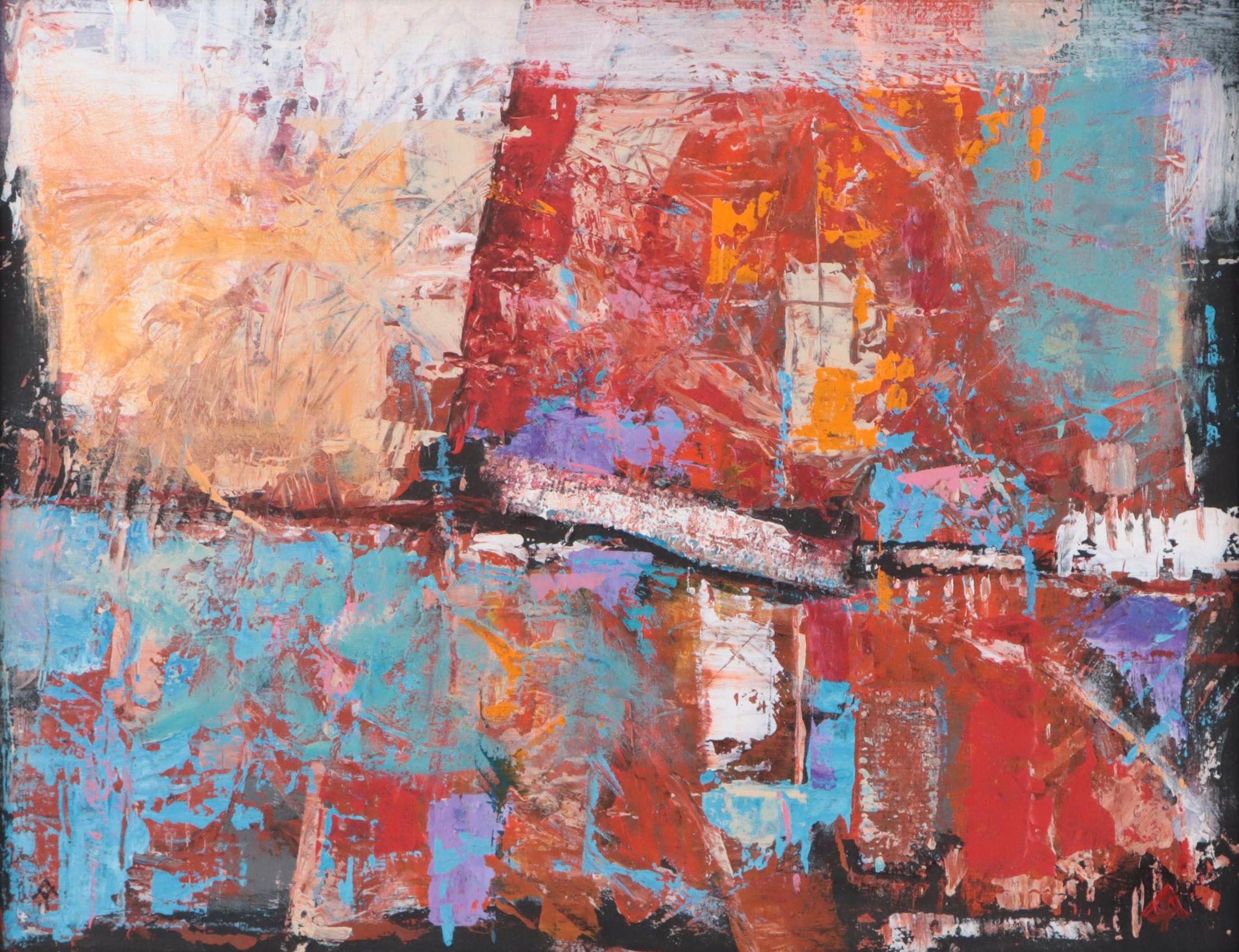 Jim Andrews Abstract Acrylic Painting "Reflection I," 1981