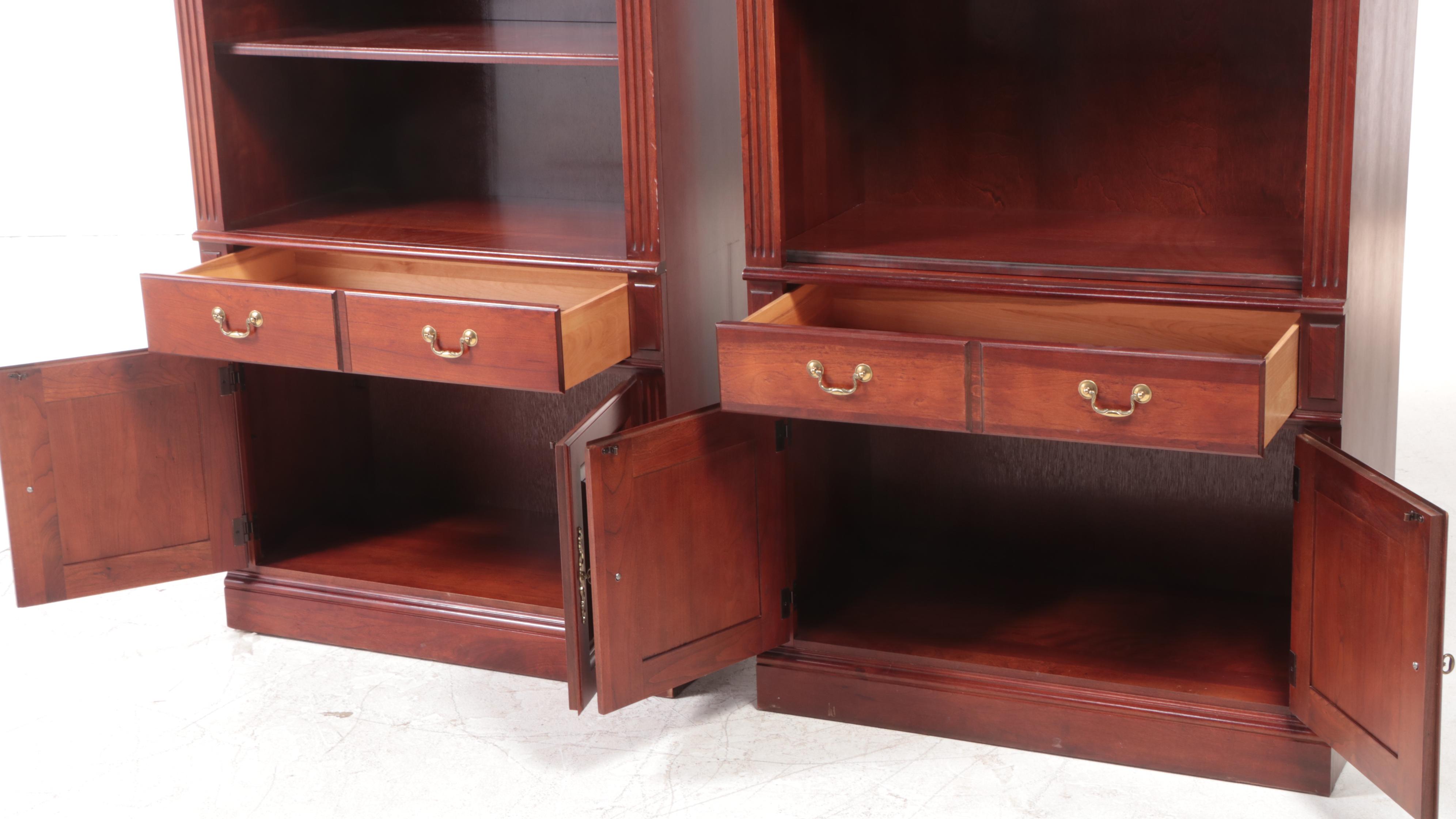 Pennsylvania House Pair of Wall Unit Bookcase Cabinets in Cherry Finish