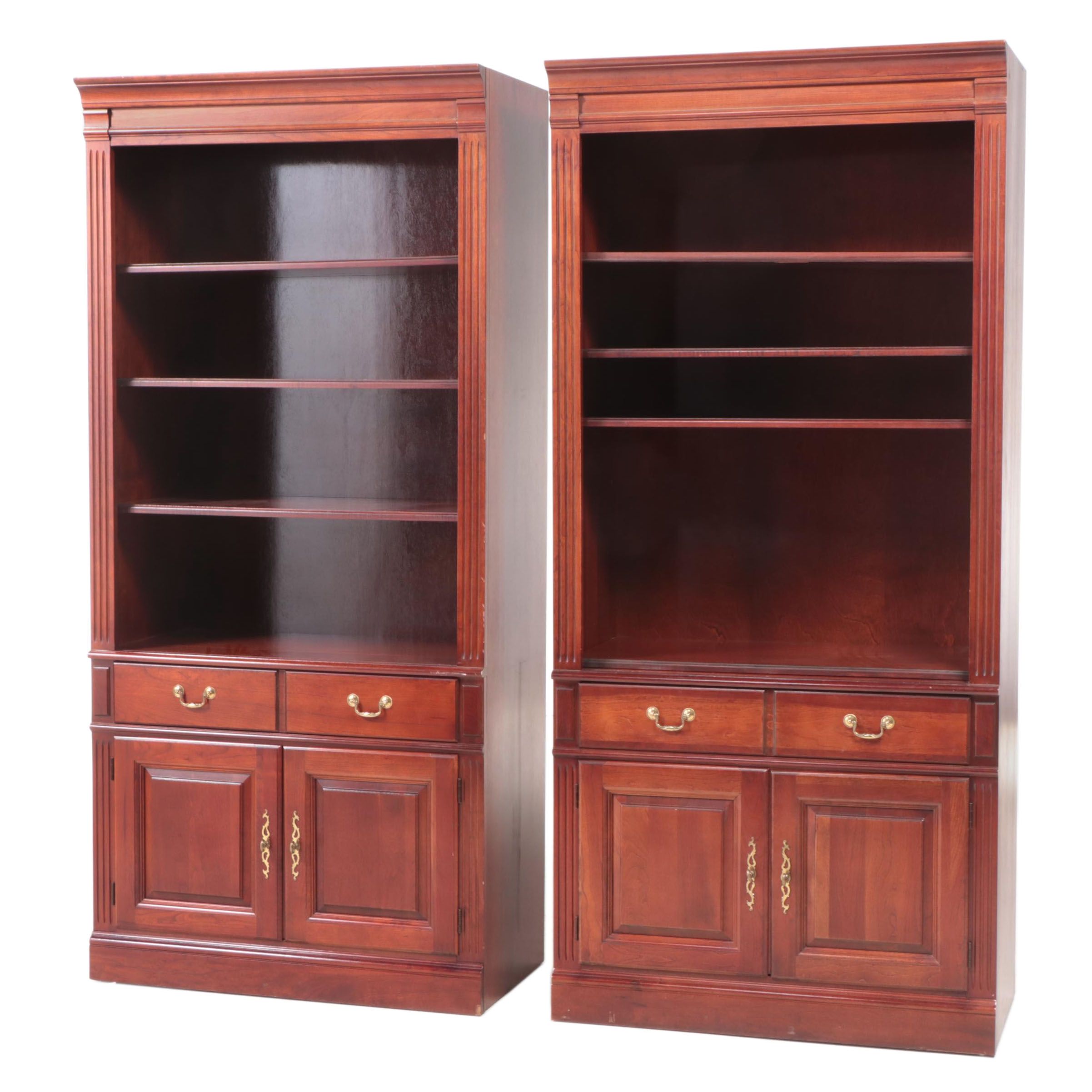 Pennsylvania House Pair of Wall Unit Bookcase Cabinets in Cherry Finish