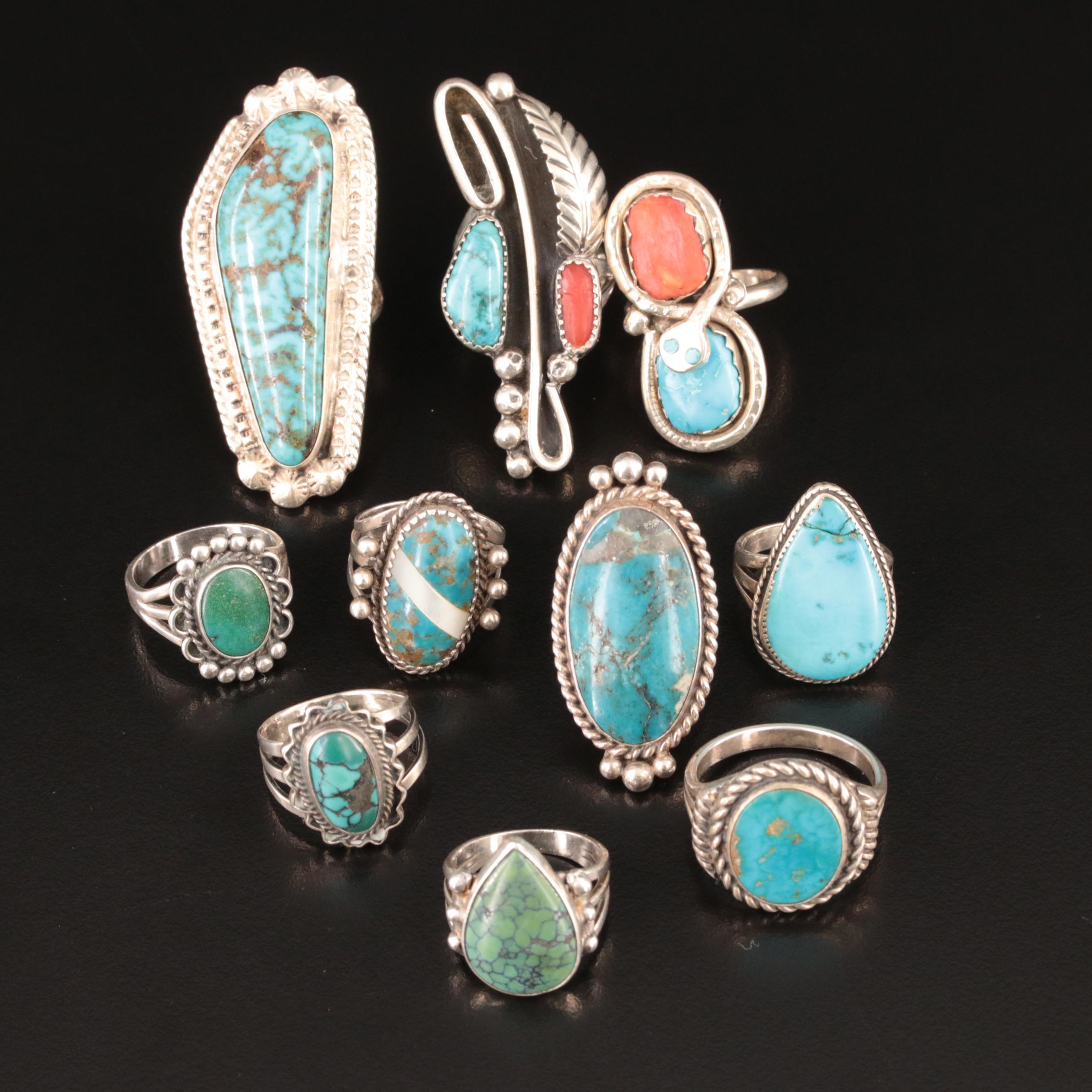 Effie Calavaza Zuni Snake Ring and Sterling Ring Selection