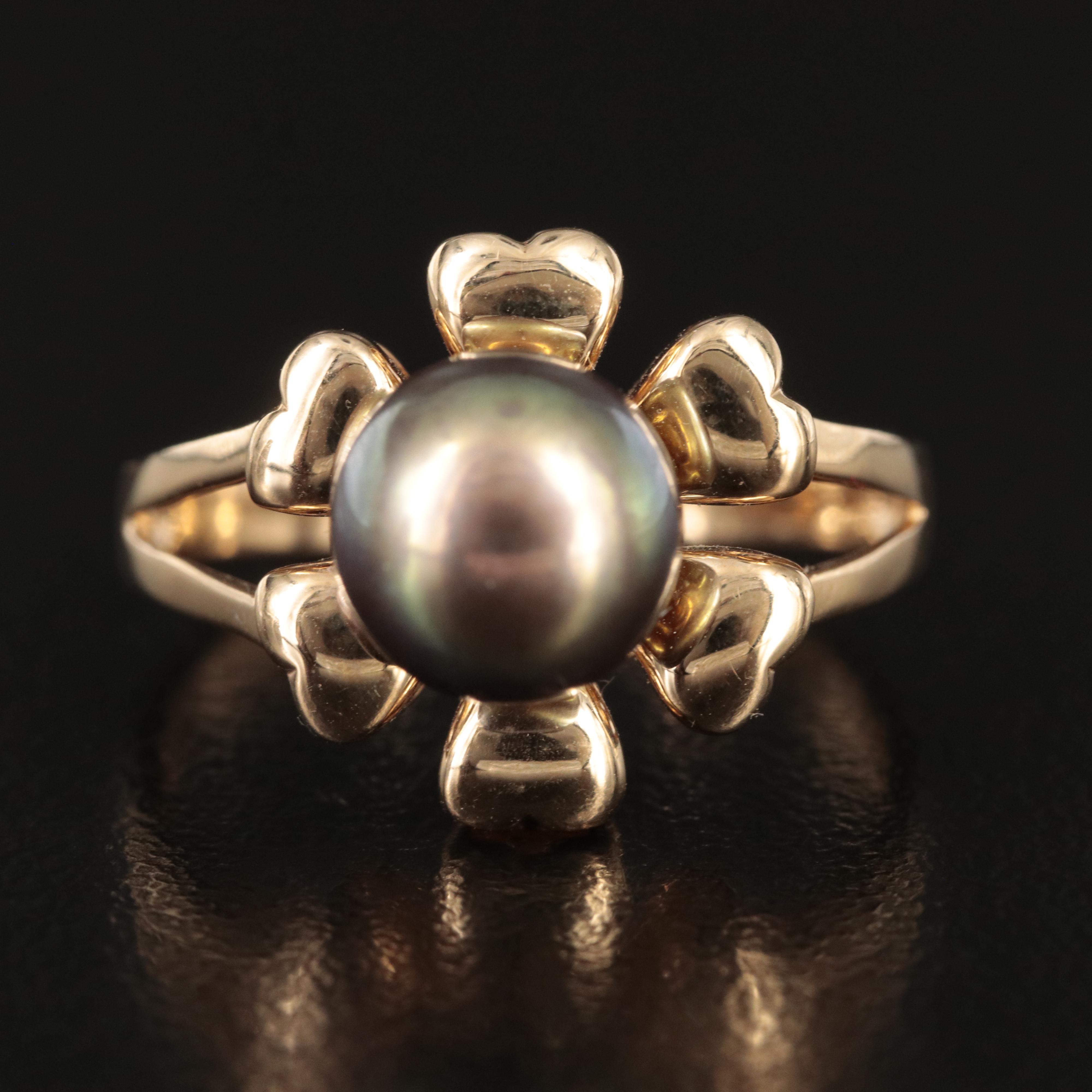 14K Pearl Flower Ring