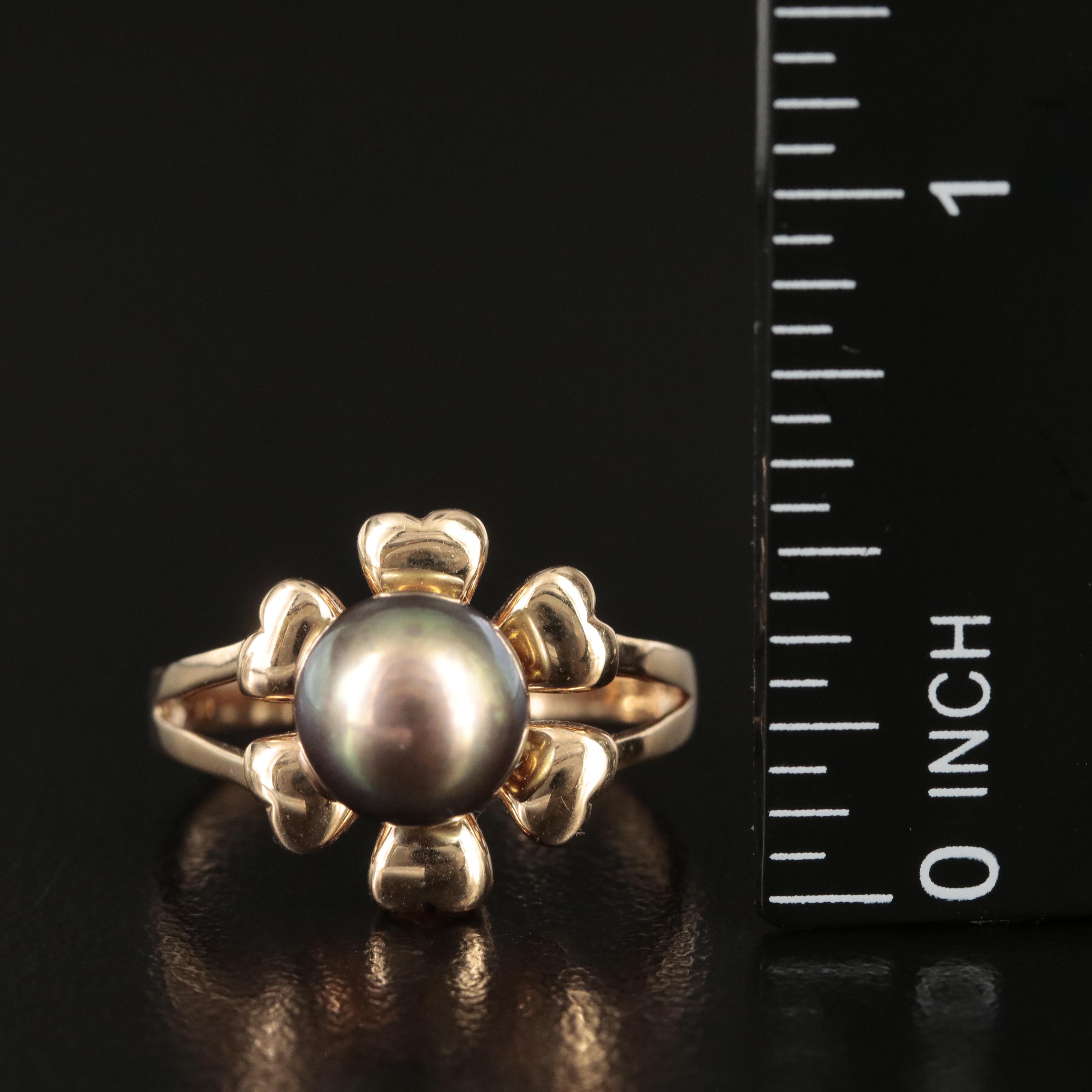 14K Pearl Flower Ring