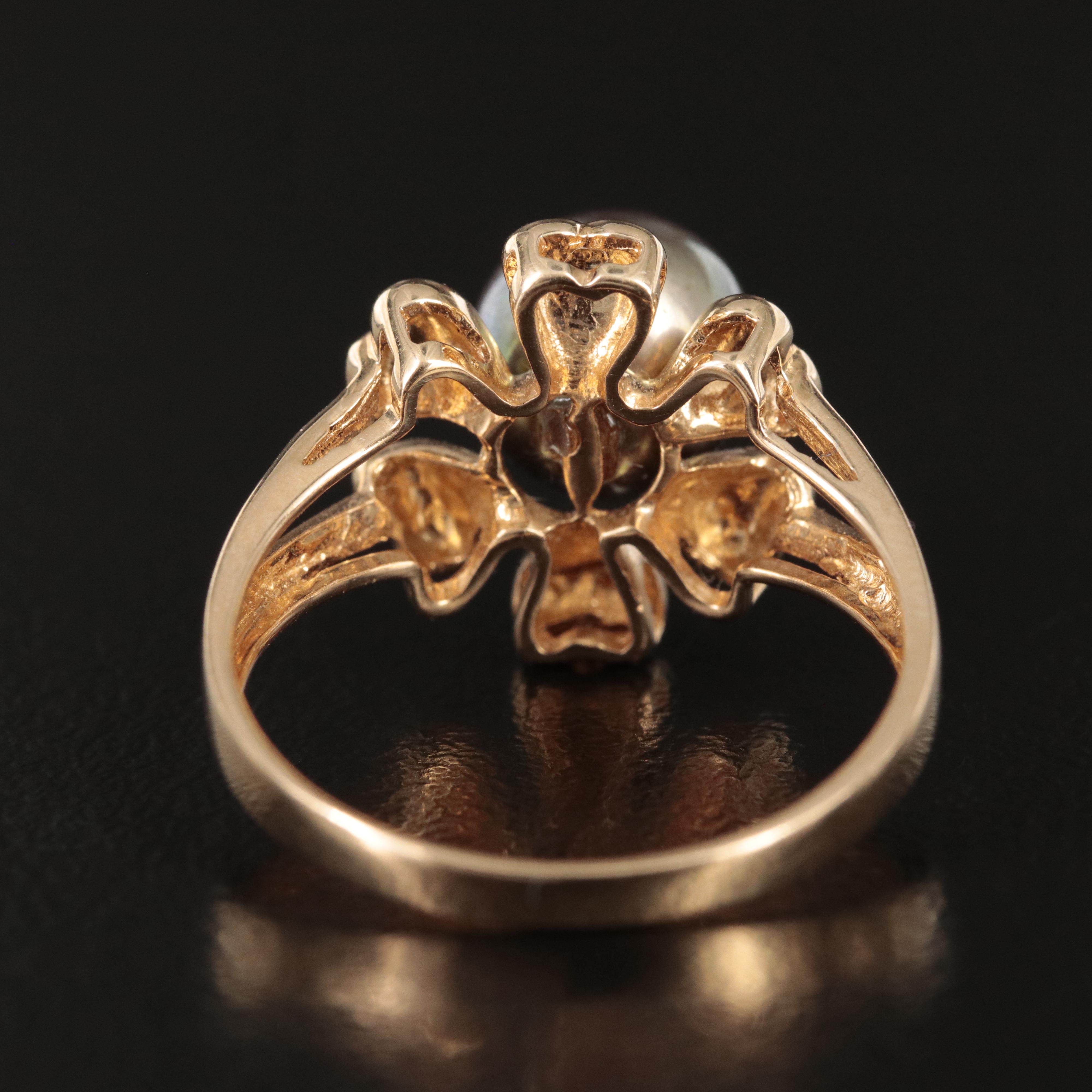 14K Pearl Flower Ring