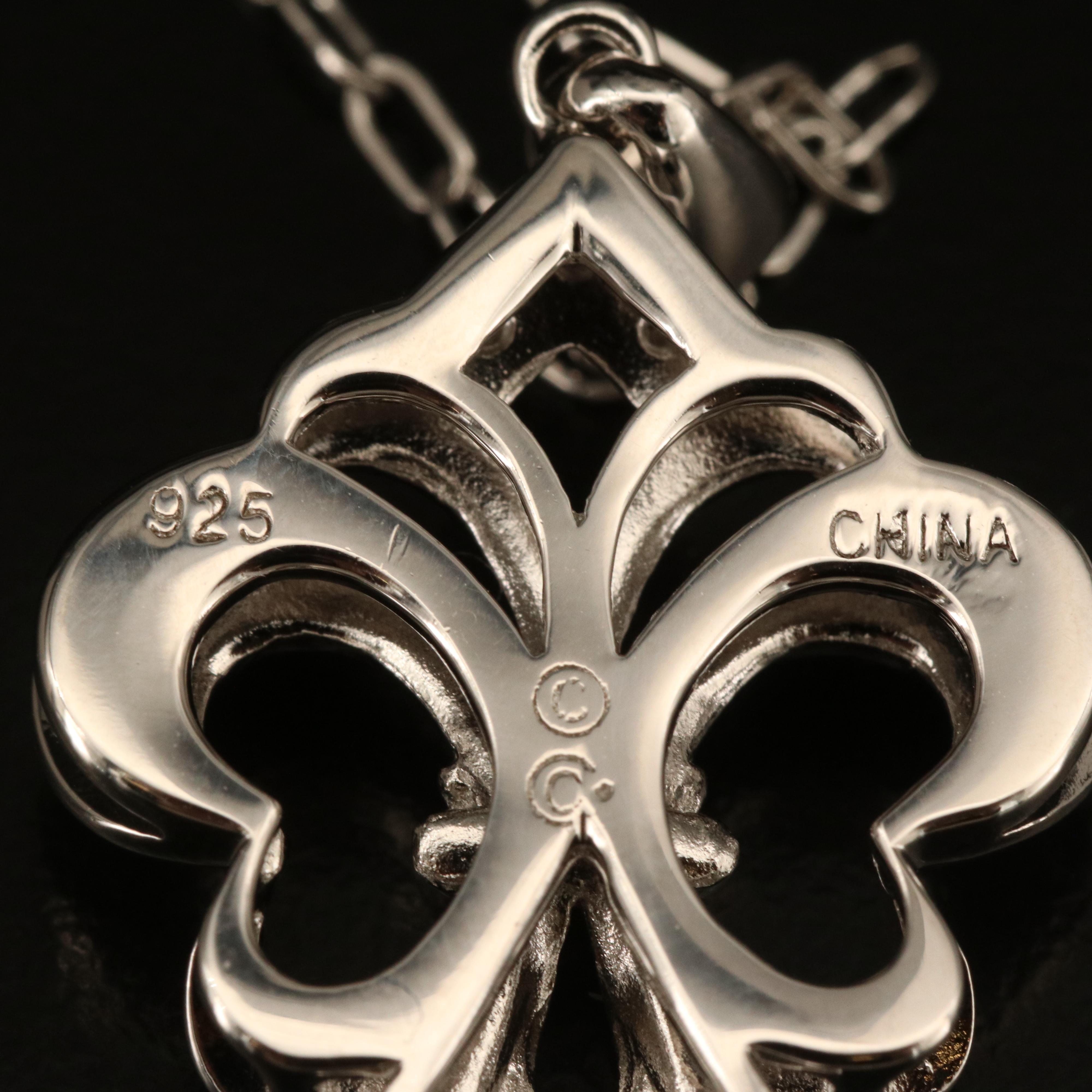 Sterling Diamond Key Pendant Necklace