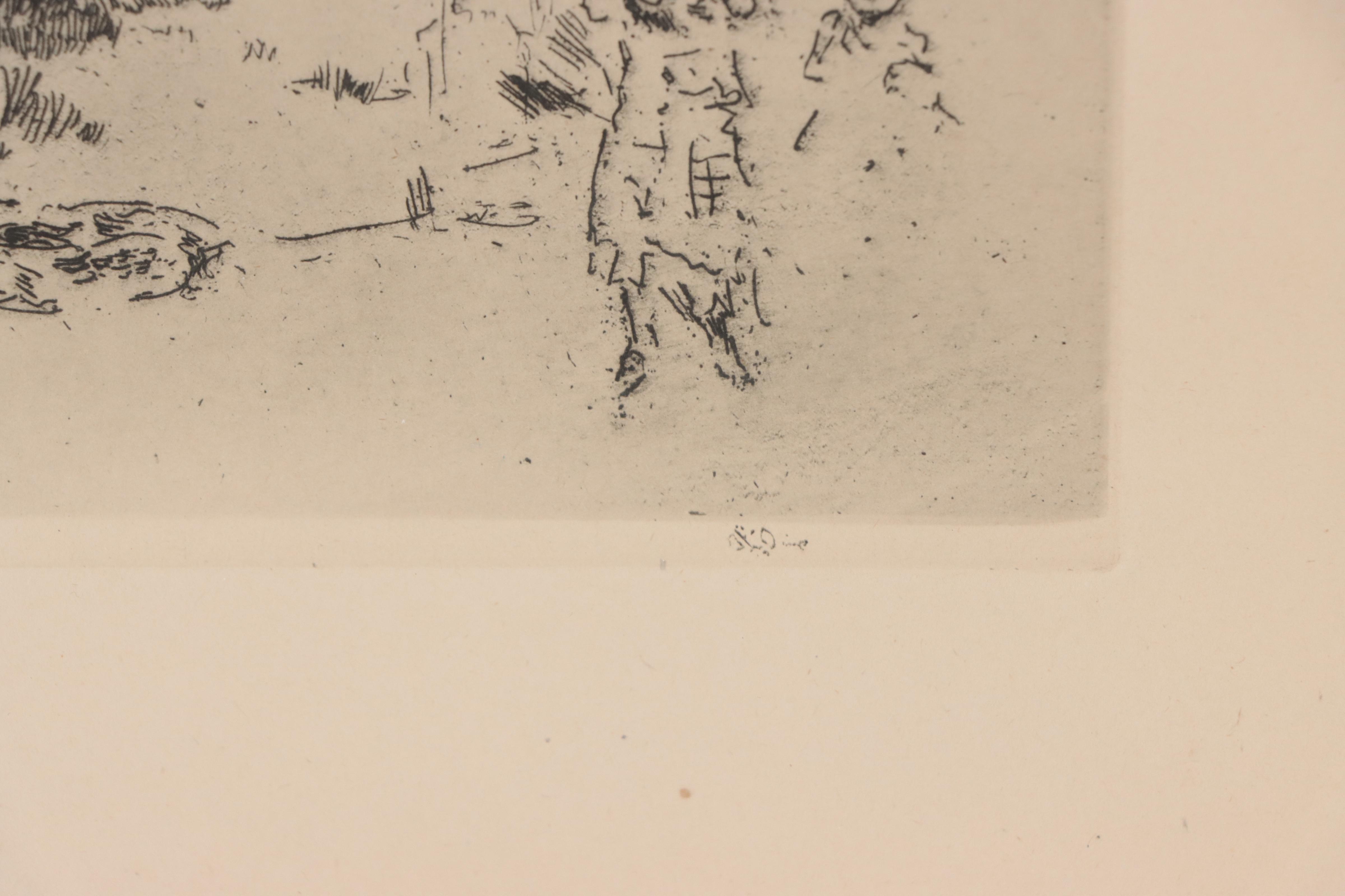 James McNeill Whistler Etching "The Barrow - Quartier des Marolles, Brussels"