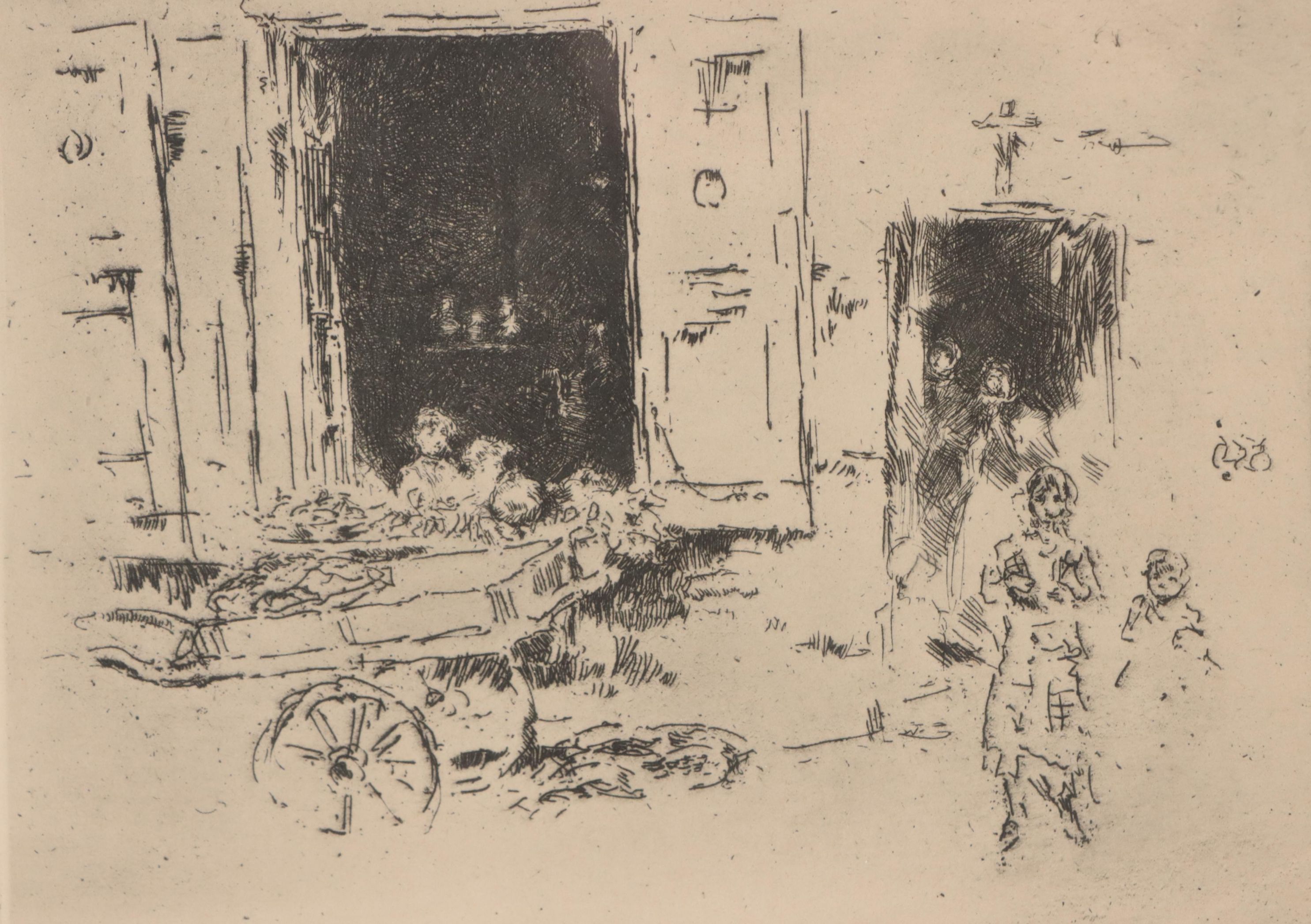 James McNeill Whistler Etching "The Barrow - Quartier des Marolles, Brussels"