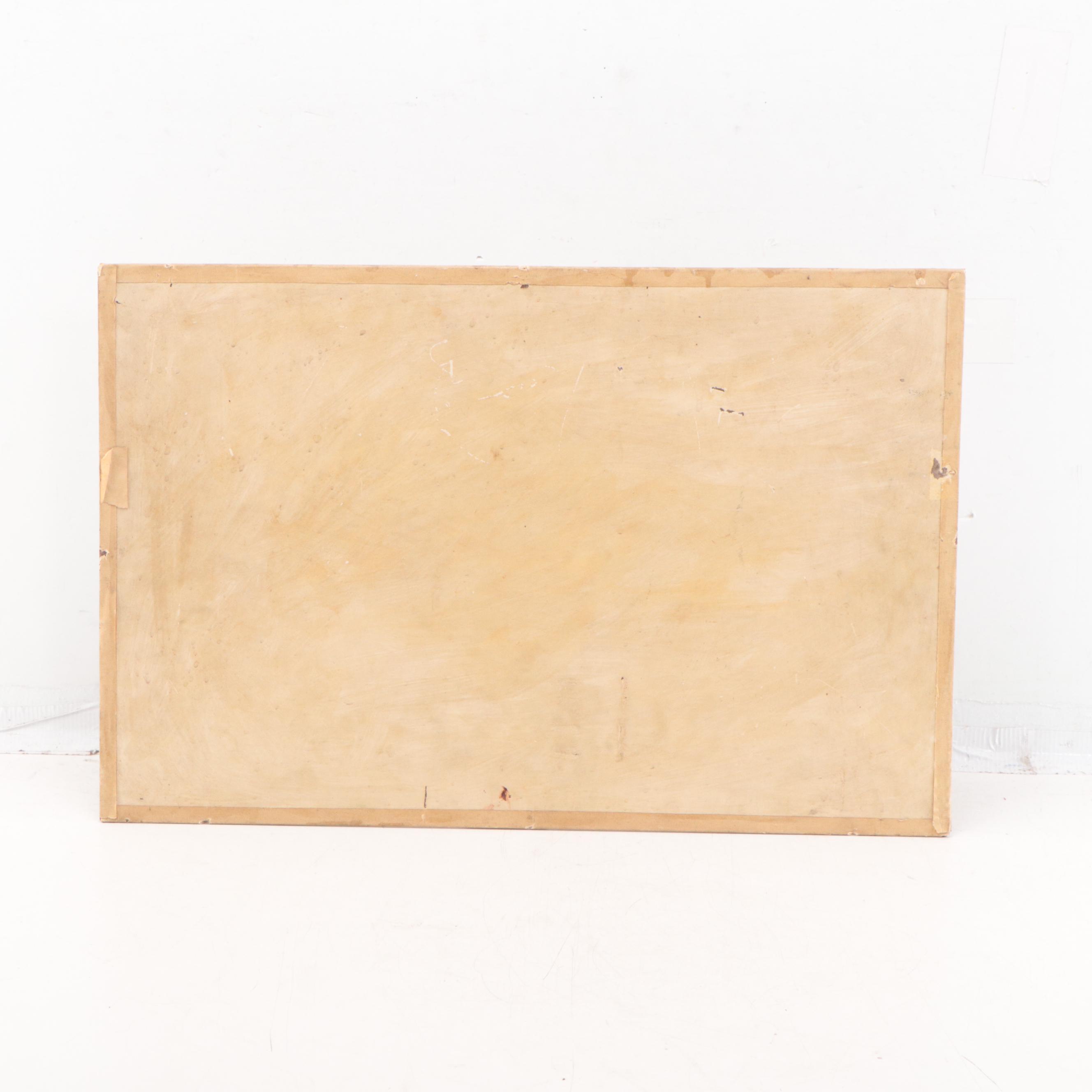 Oil Painting of Women and Children Sitting in Church