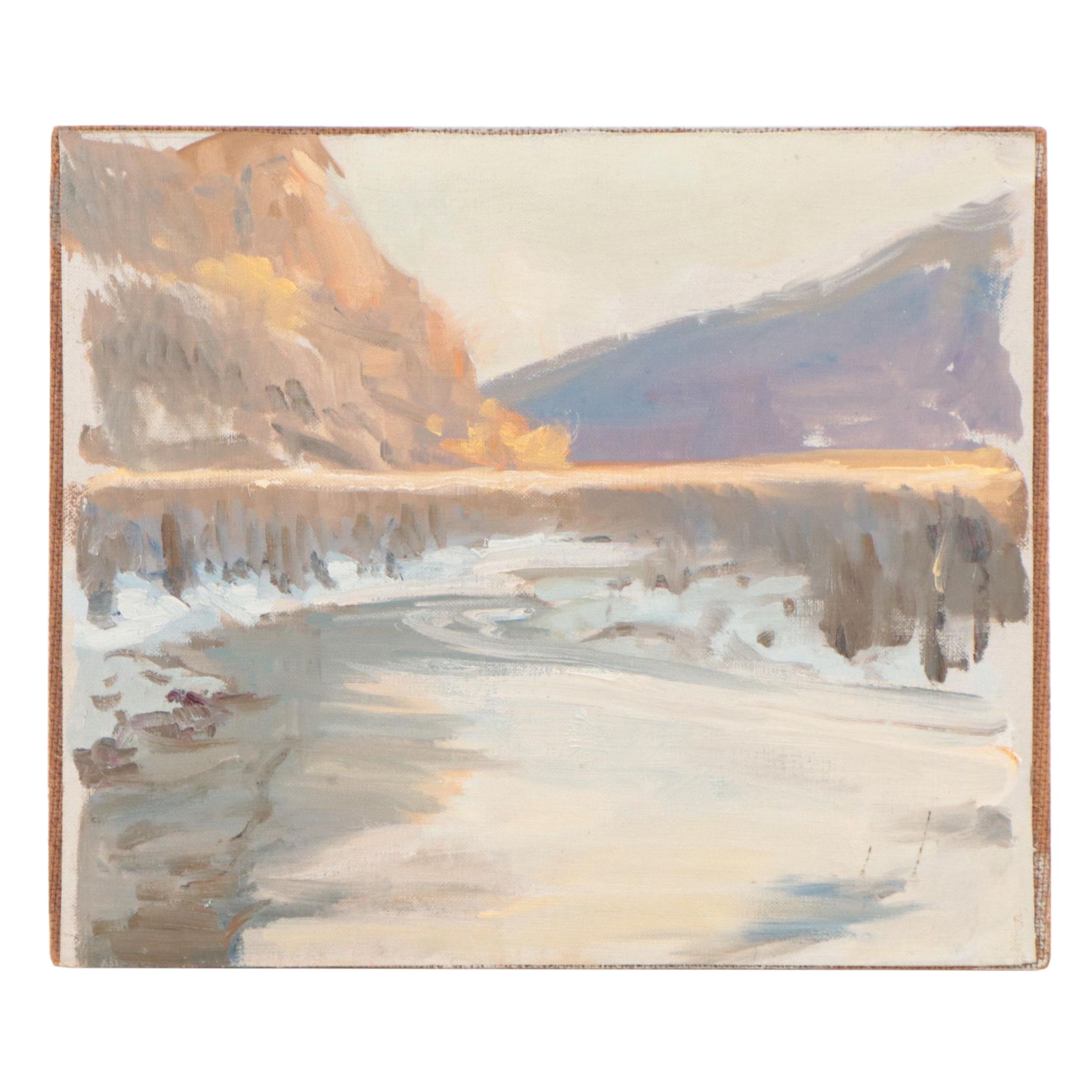 Alla Prima Winter Landscape Oil Painting