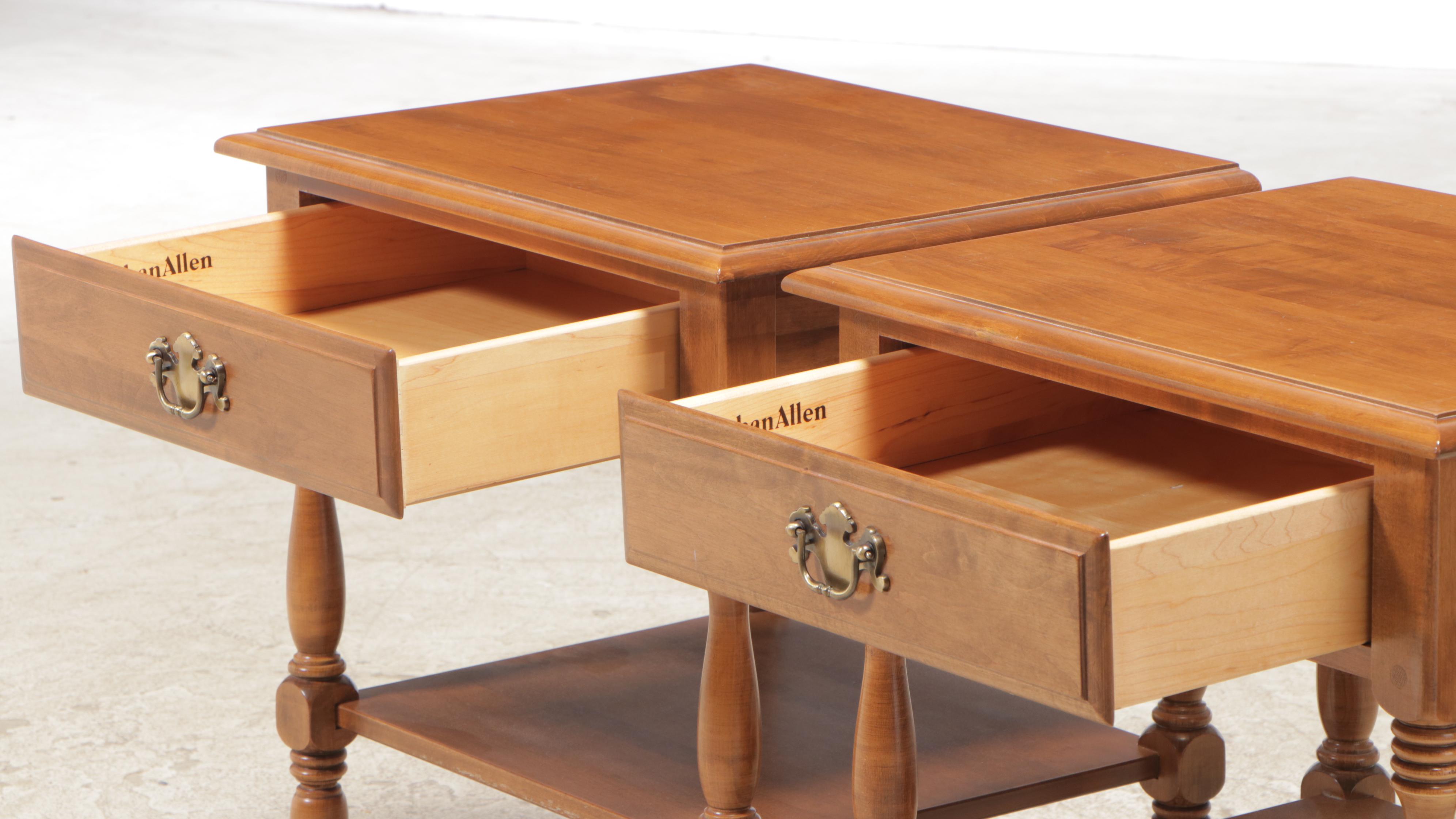 Pair of Ethan Allen Federal Style Maple Nightstands, Late 20th Century